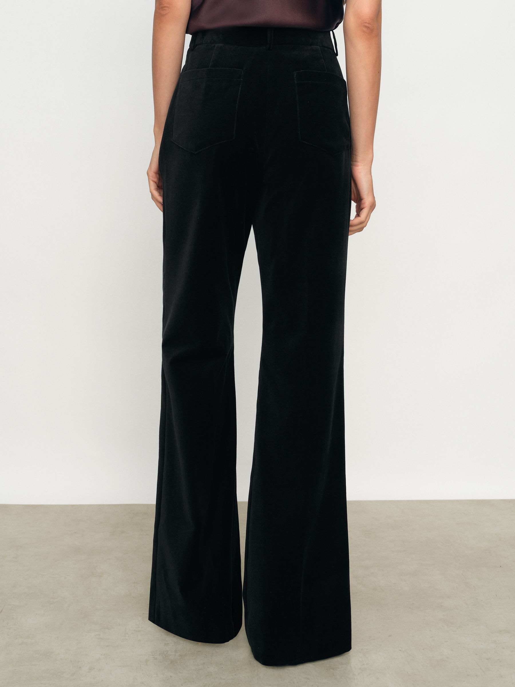 Velvet Flared Trousers in Black