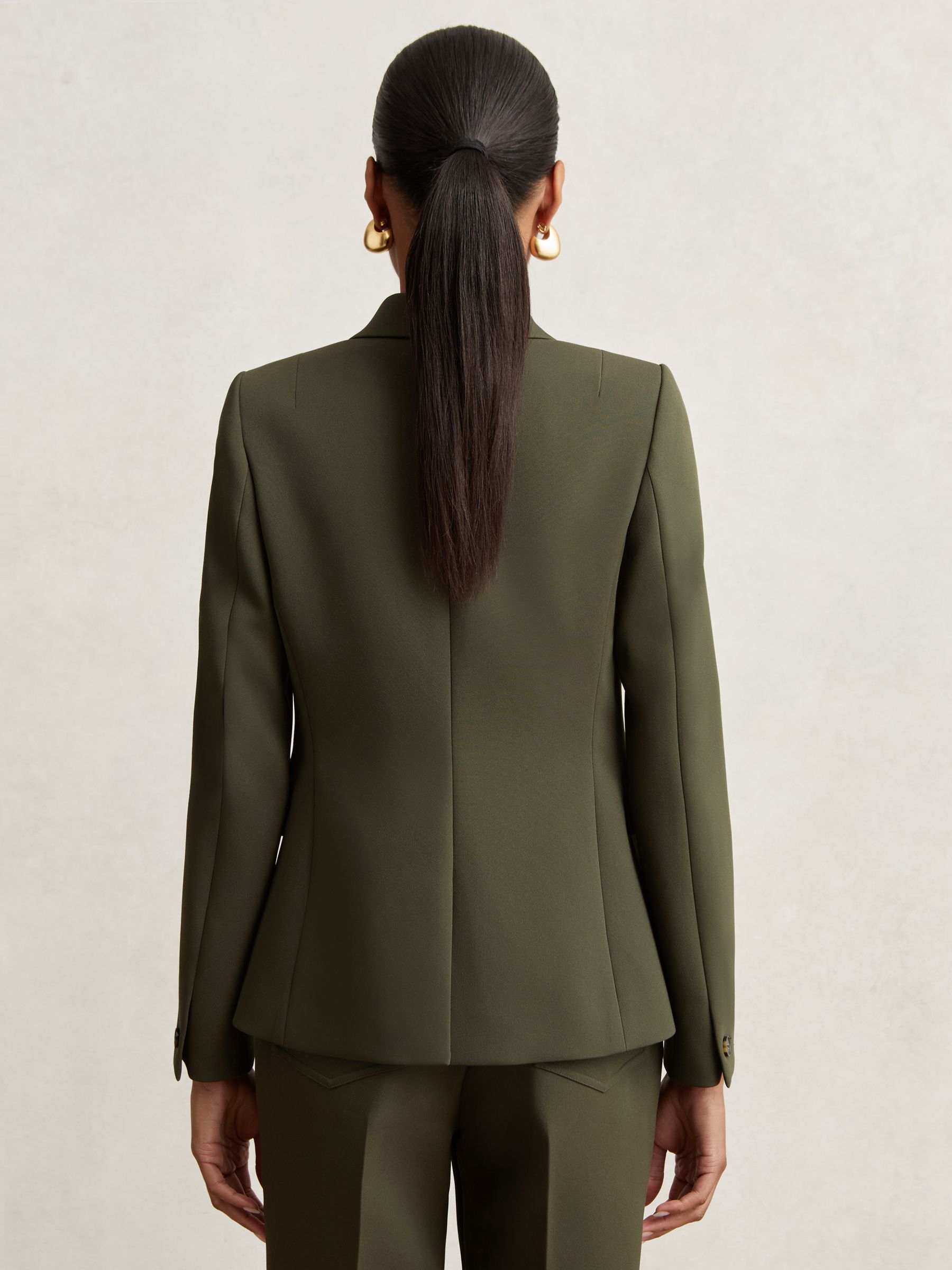 Twill Double-Breasted Blazer in Green