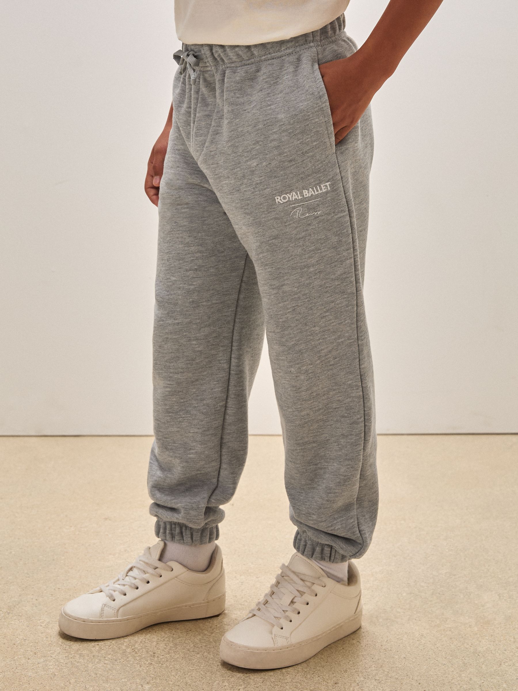 3-9 yrs Reiss | Royal Ballet Cuffed Unisex Fit Joggers in Grey Melange