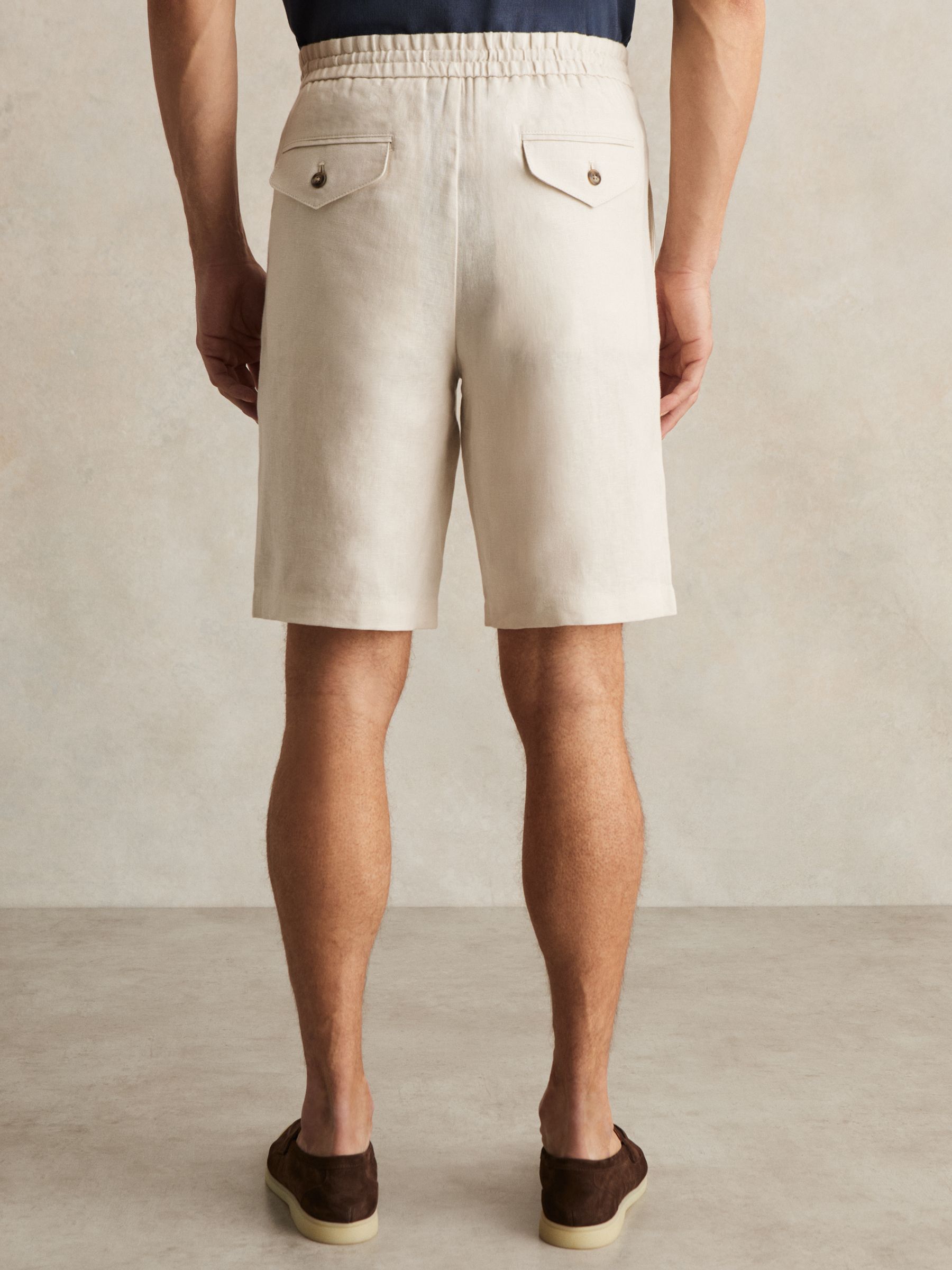 Linen Drawstring Shorts in Stone