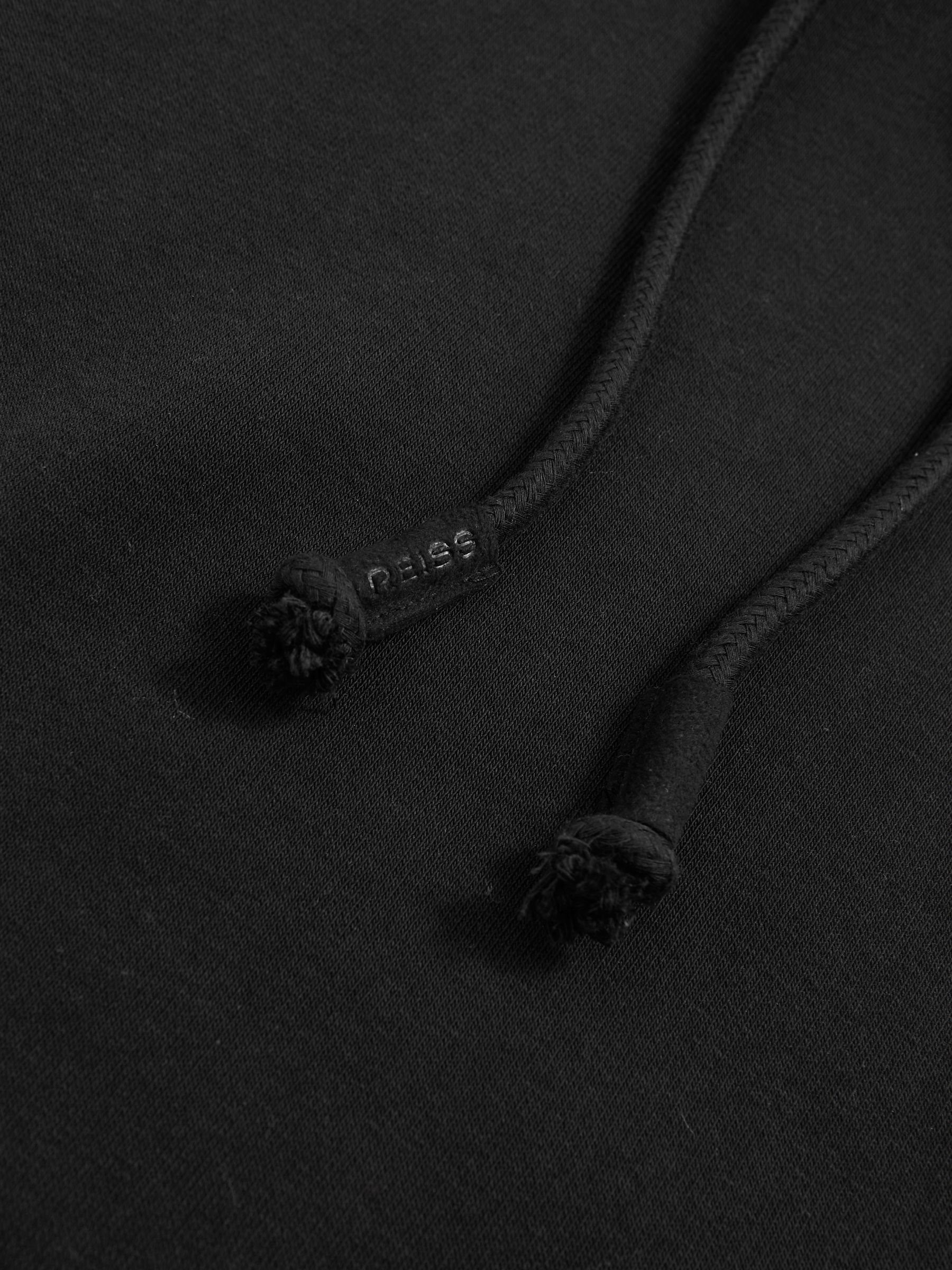 Cotton-Blend Fleece-Back Hoodie in Black