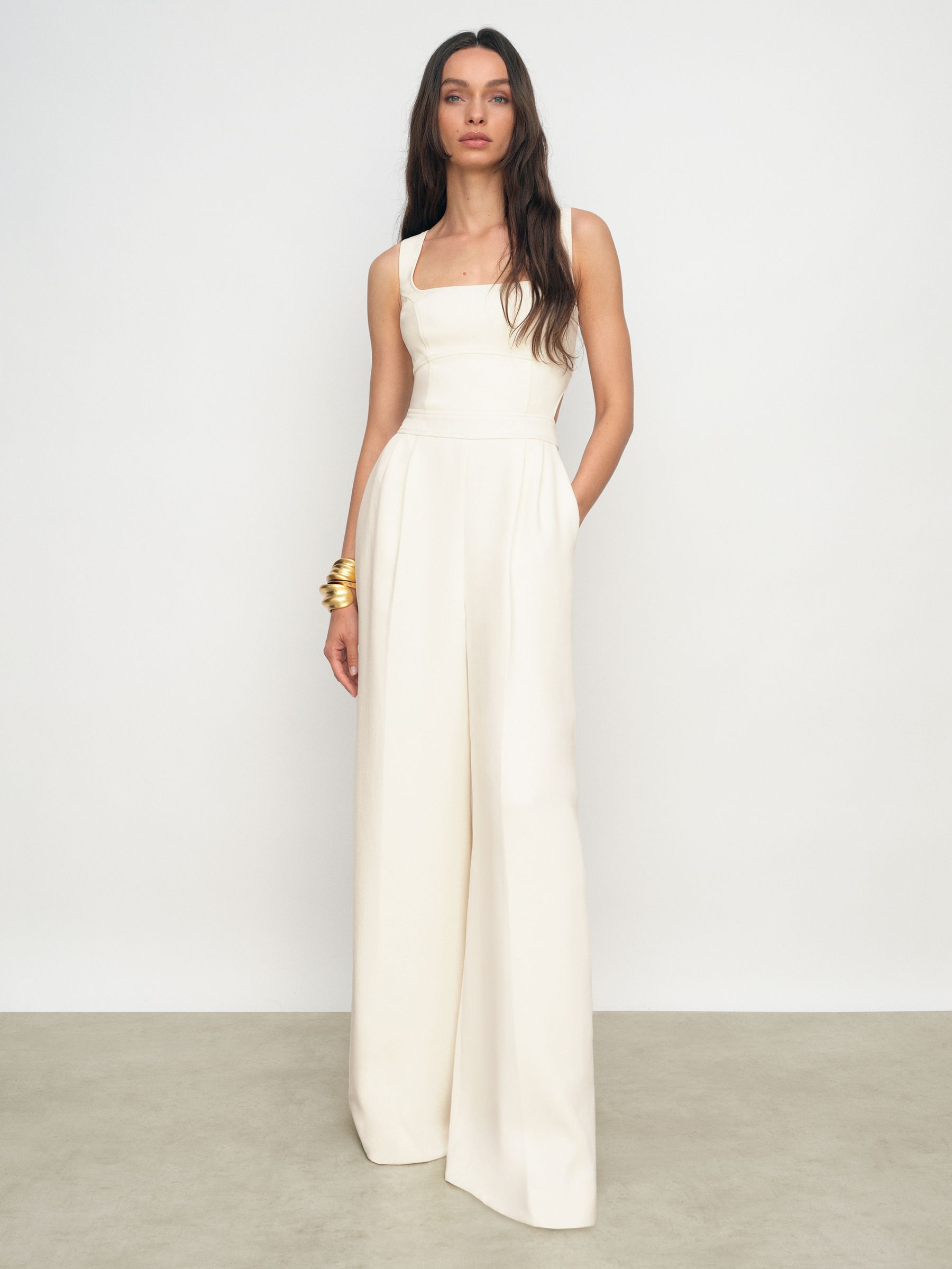 Wide-Leg Cut-Out Jumpsuit in Ivory