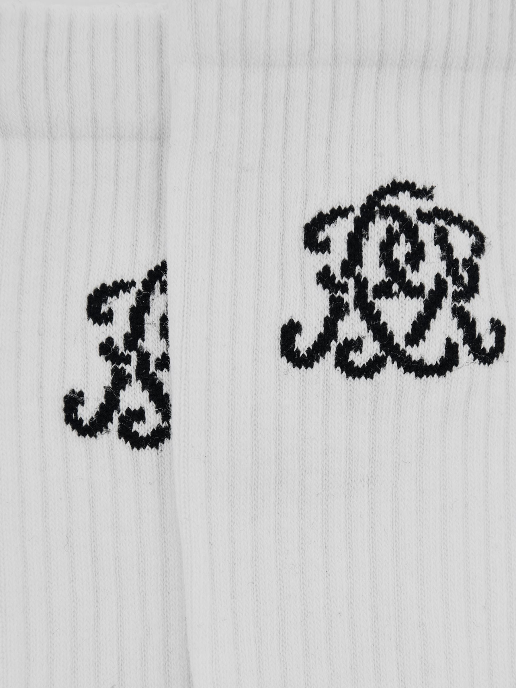 Monogram Cotton-Blend Ribbed Socks in White