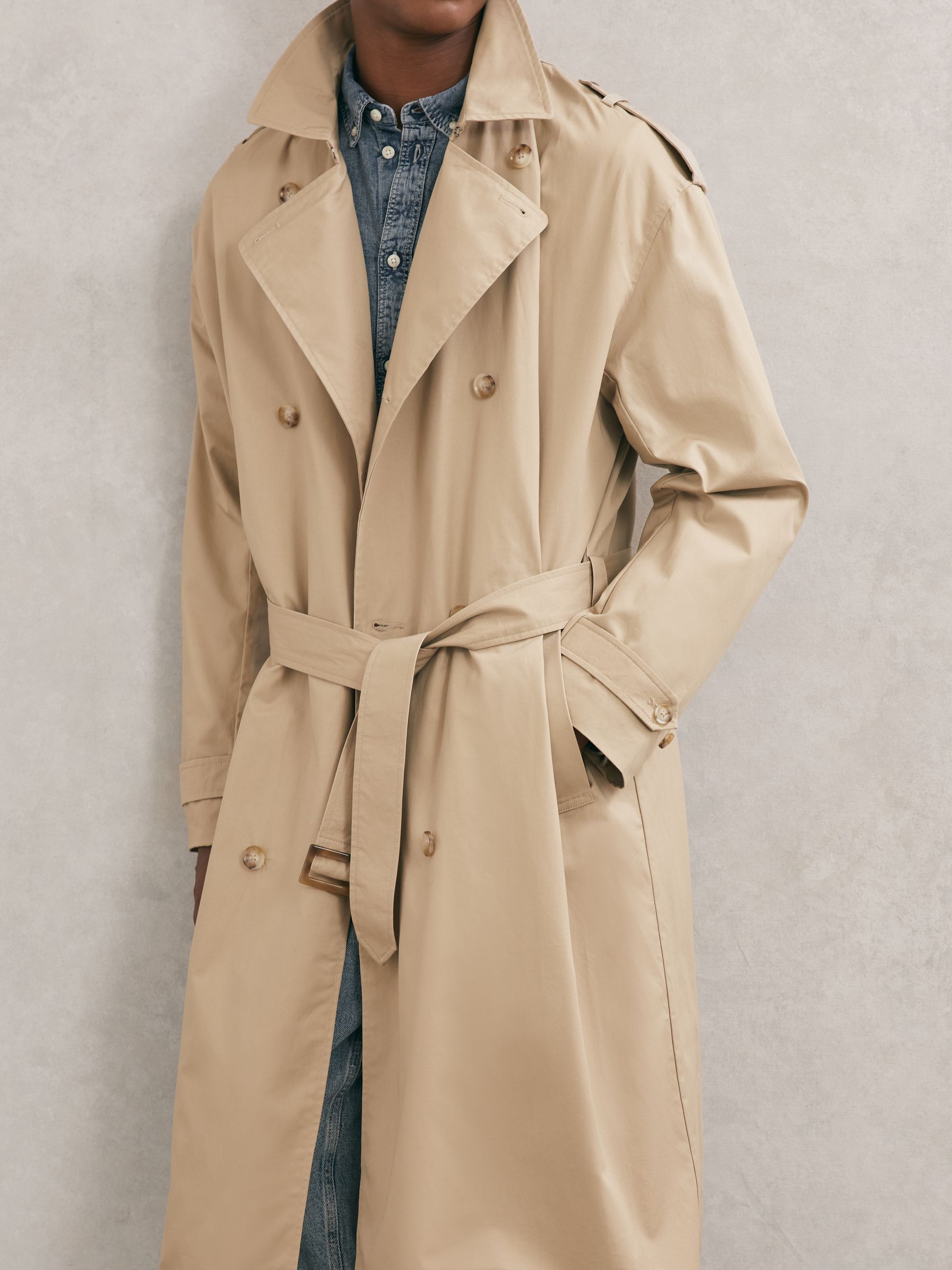 Les Deux Cotton Trench Coat in Dark Sand