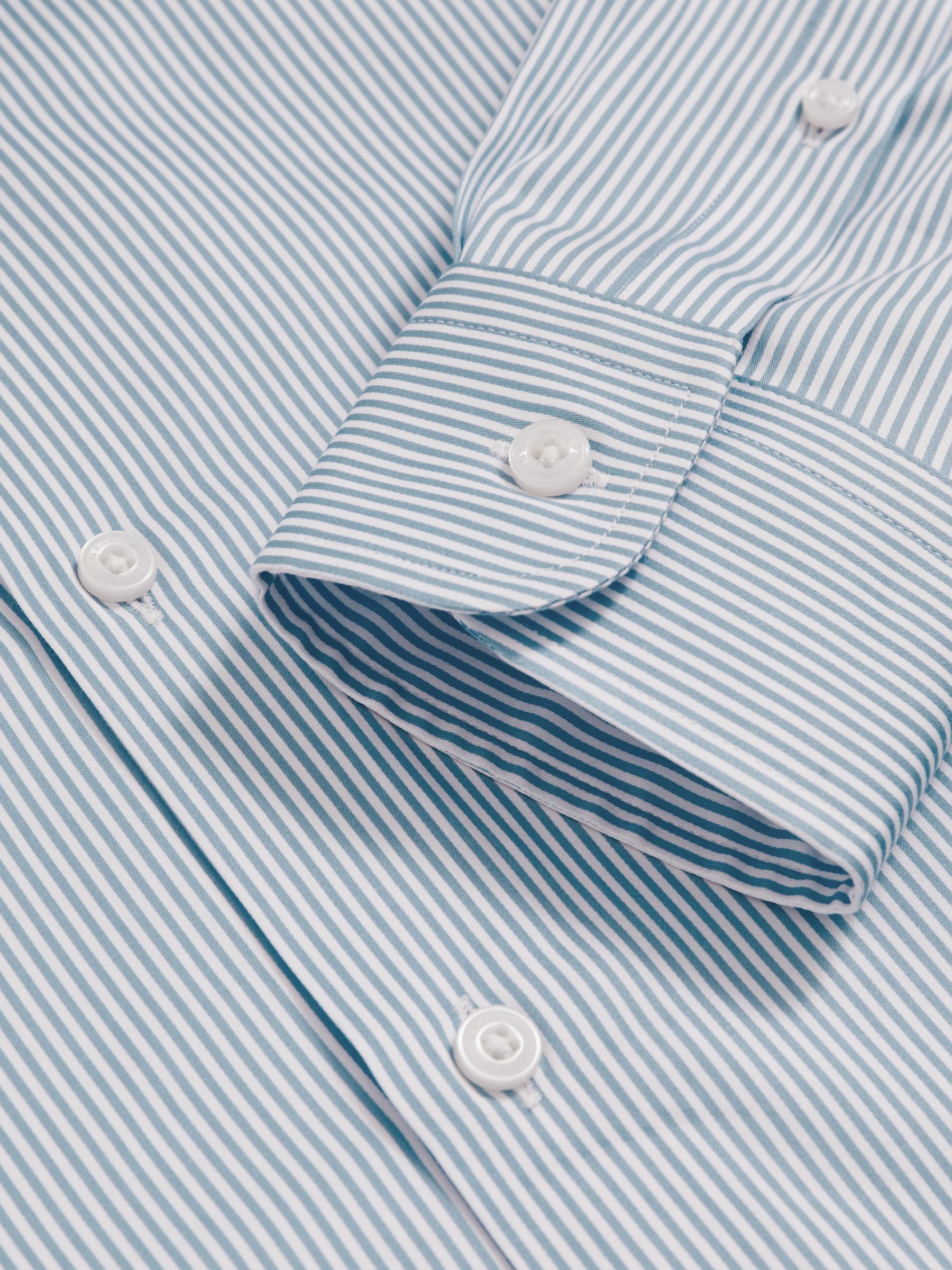 Regular Fit Cotton-Satin Regular-Fit Stripe Shirt in Blue Stripe