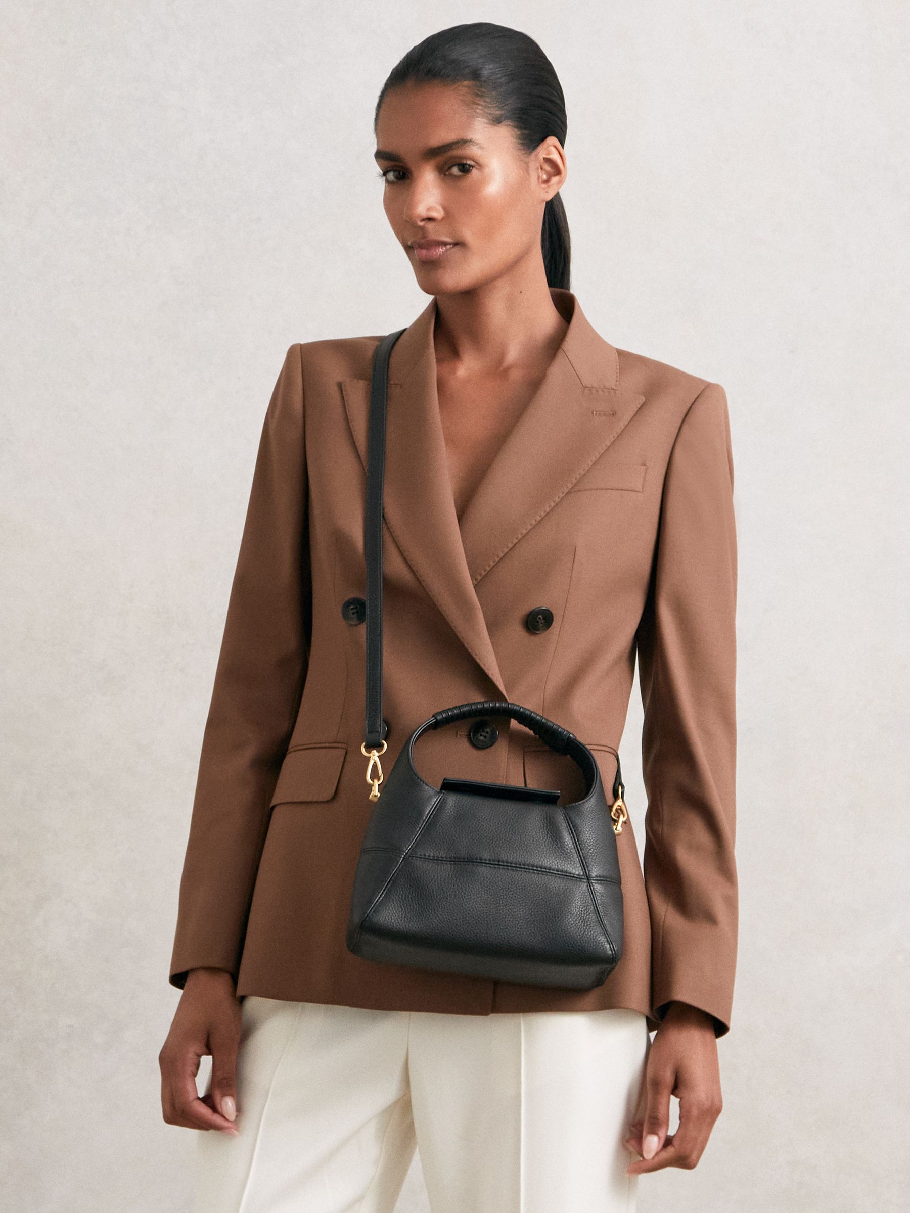 Grained-Leather Crossbody Bag in Black