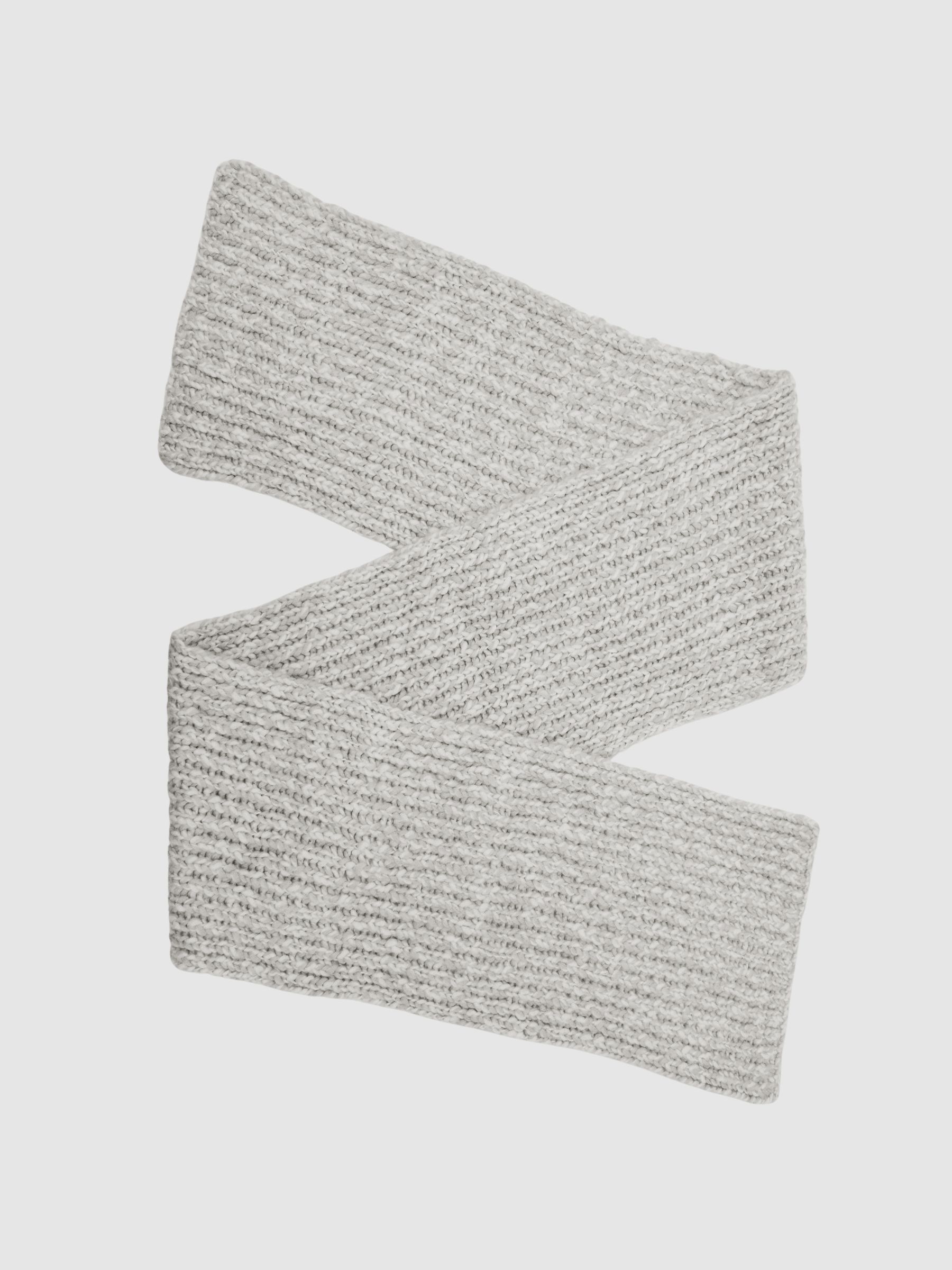 Rib-Knit Marl Scarf with Wool in Grey Marl
