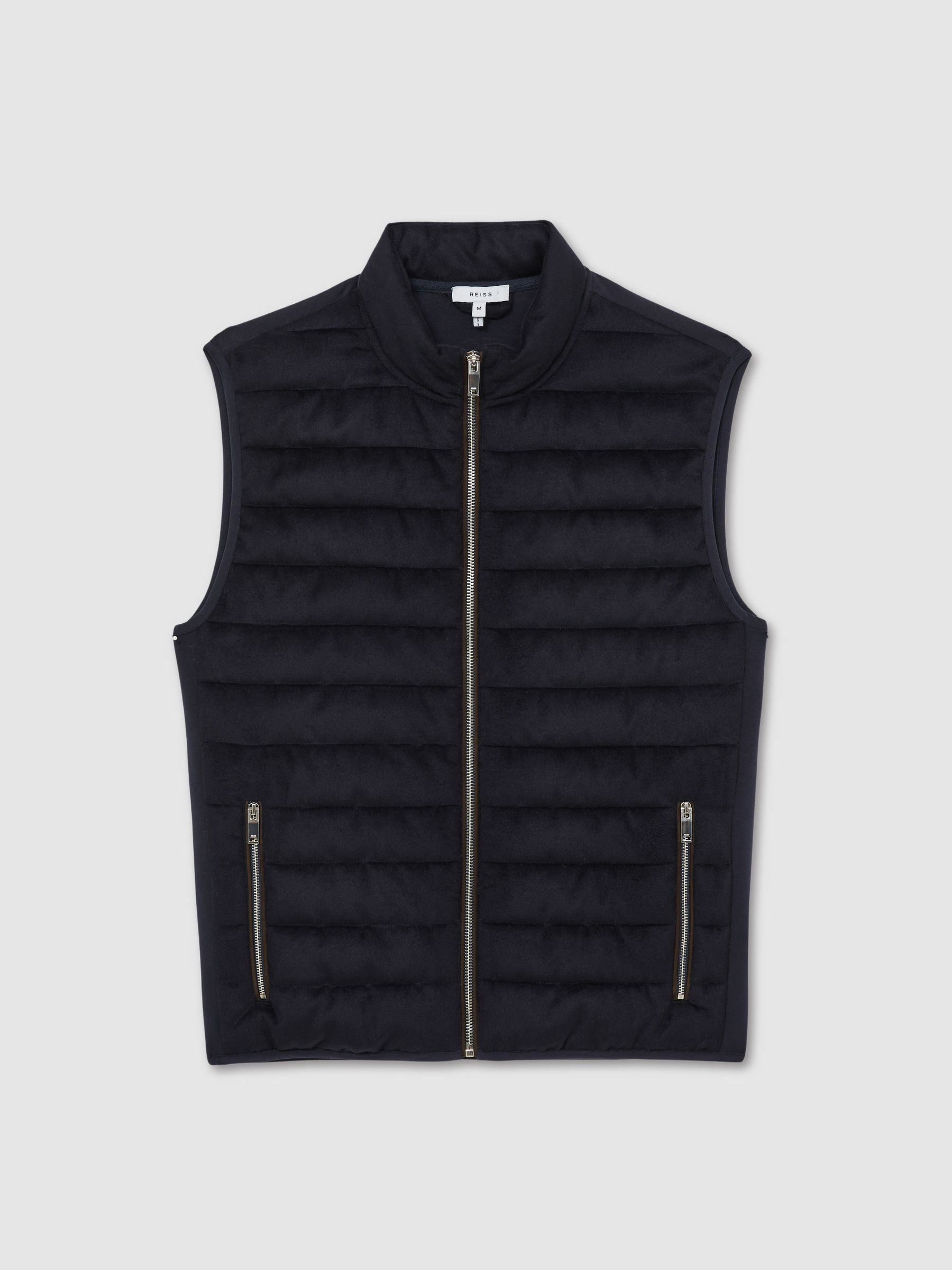 Brushed Jersey Quilted Gilet in Navy