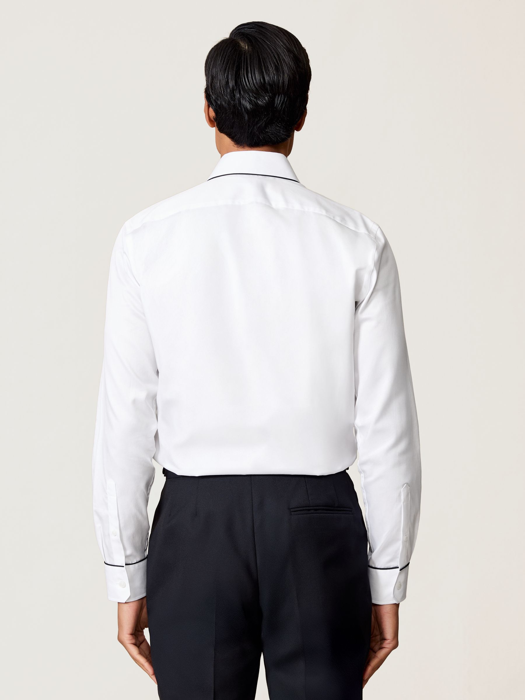 Twill Piped Long-Sleeve Shirt in White