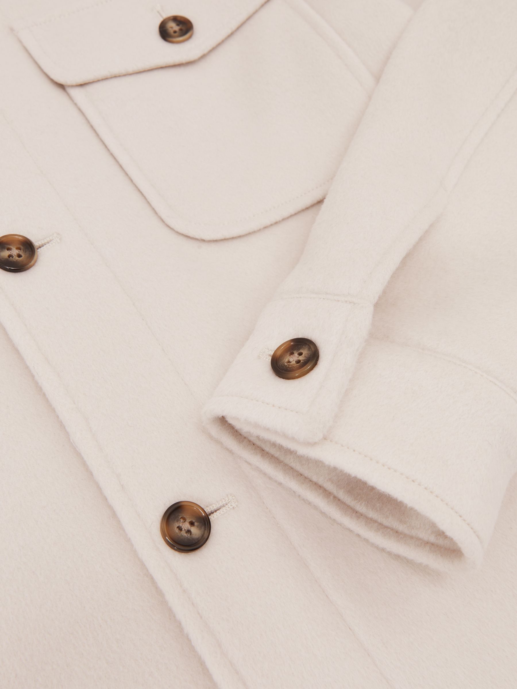 Wool-Blend Twin-Pocket Overshirt in Off White