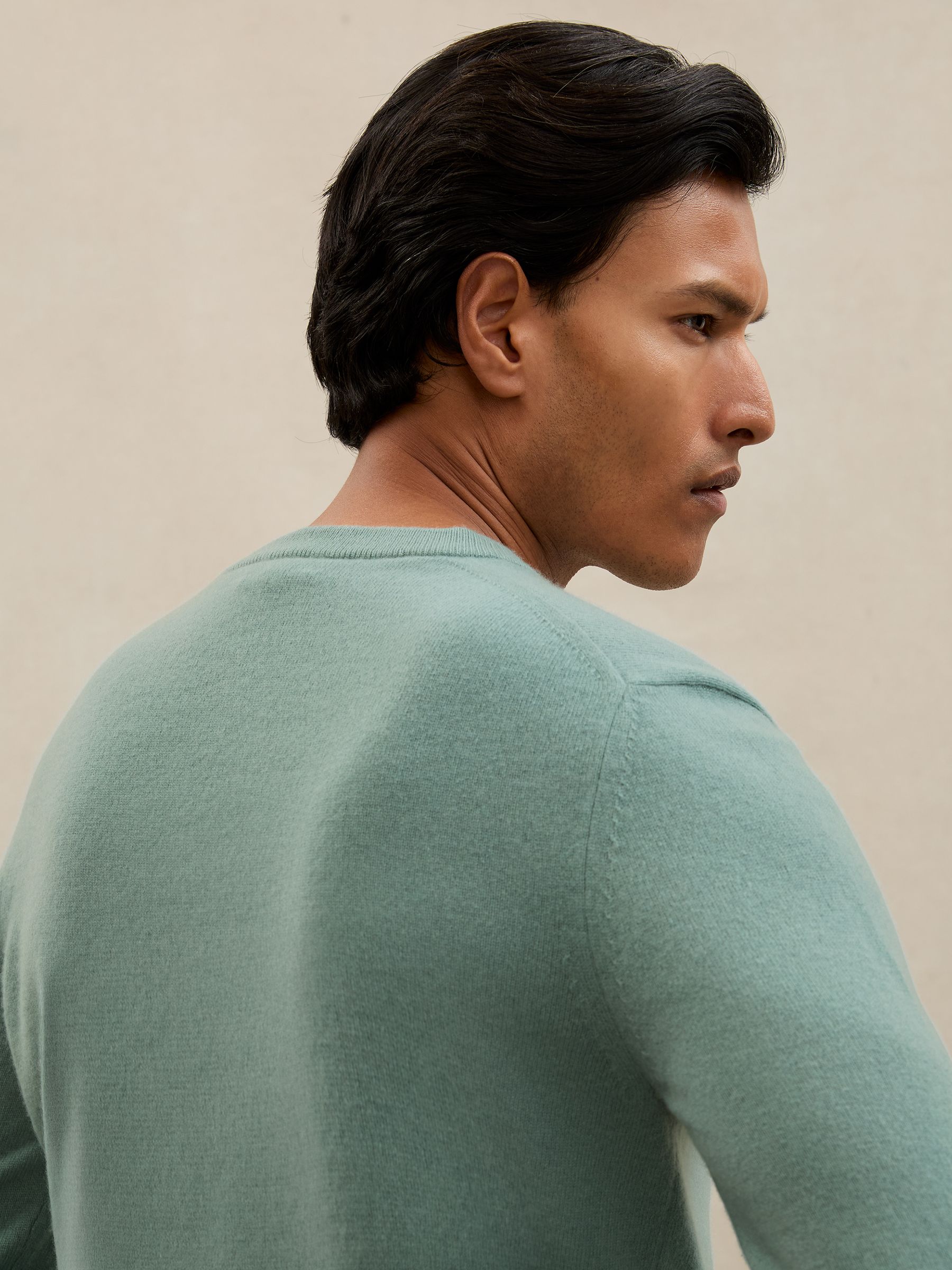 Atelier 100% Cashmere Crew-Neck Jumper in Teal Green