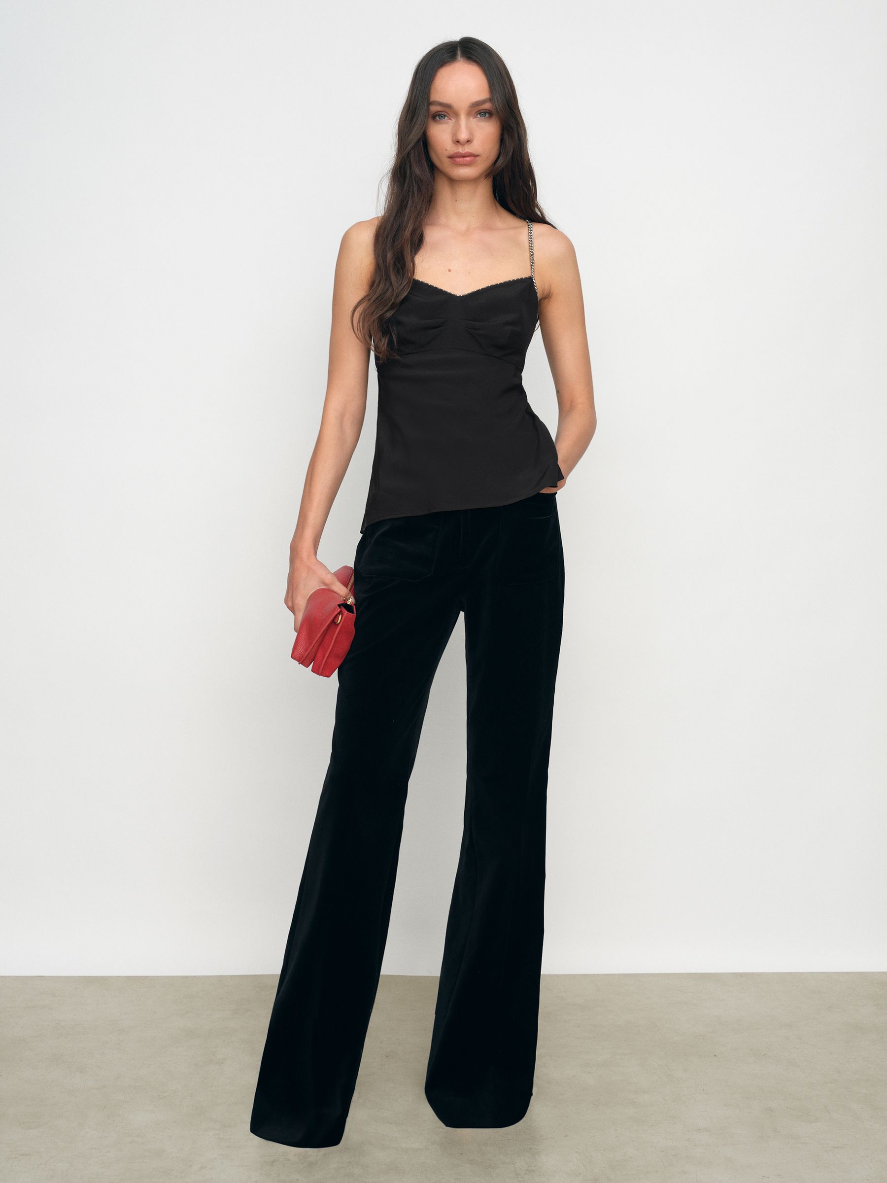 Chain-Strap Cami Top in Black