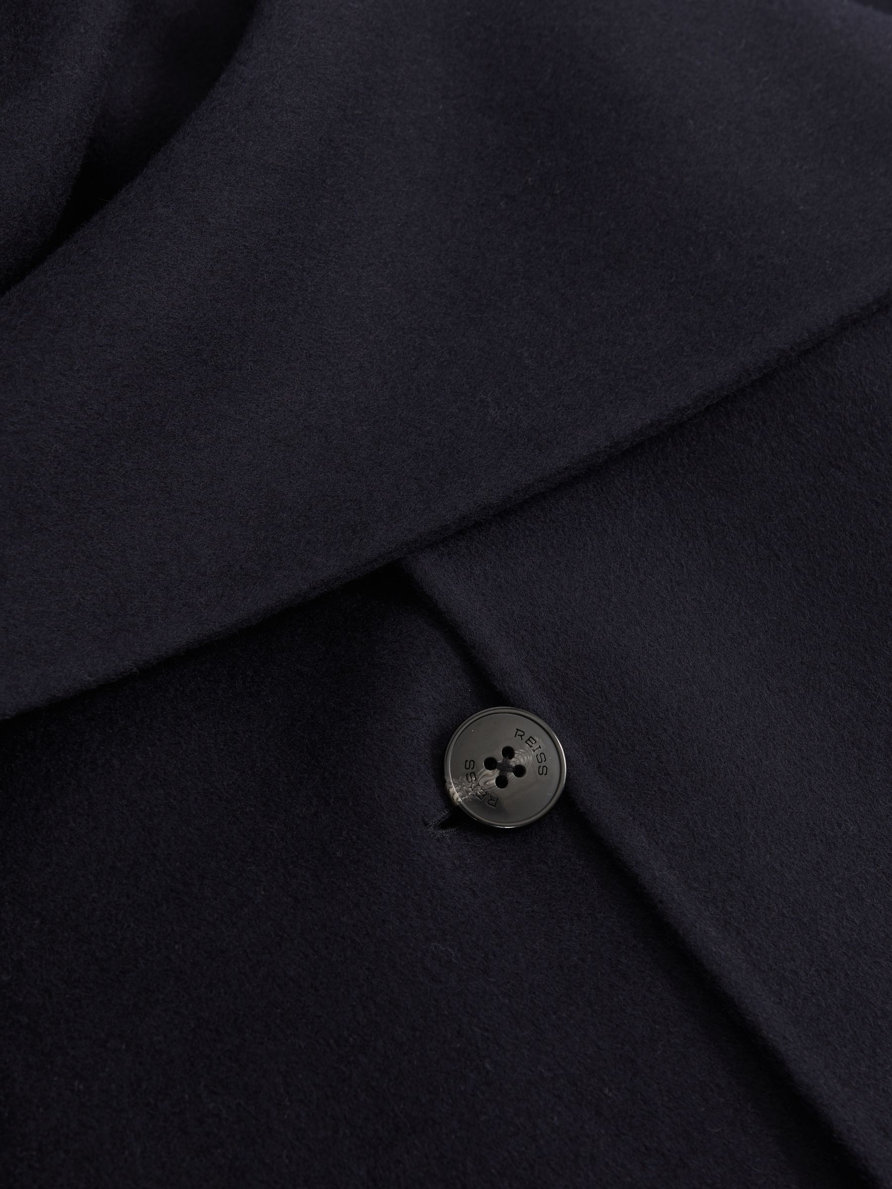 Wool-Blend Scarf Blindseam Coat in Navy