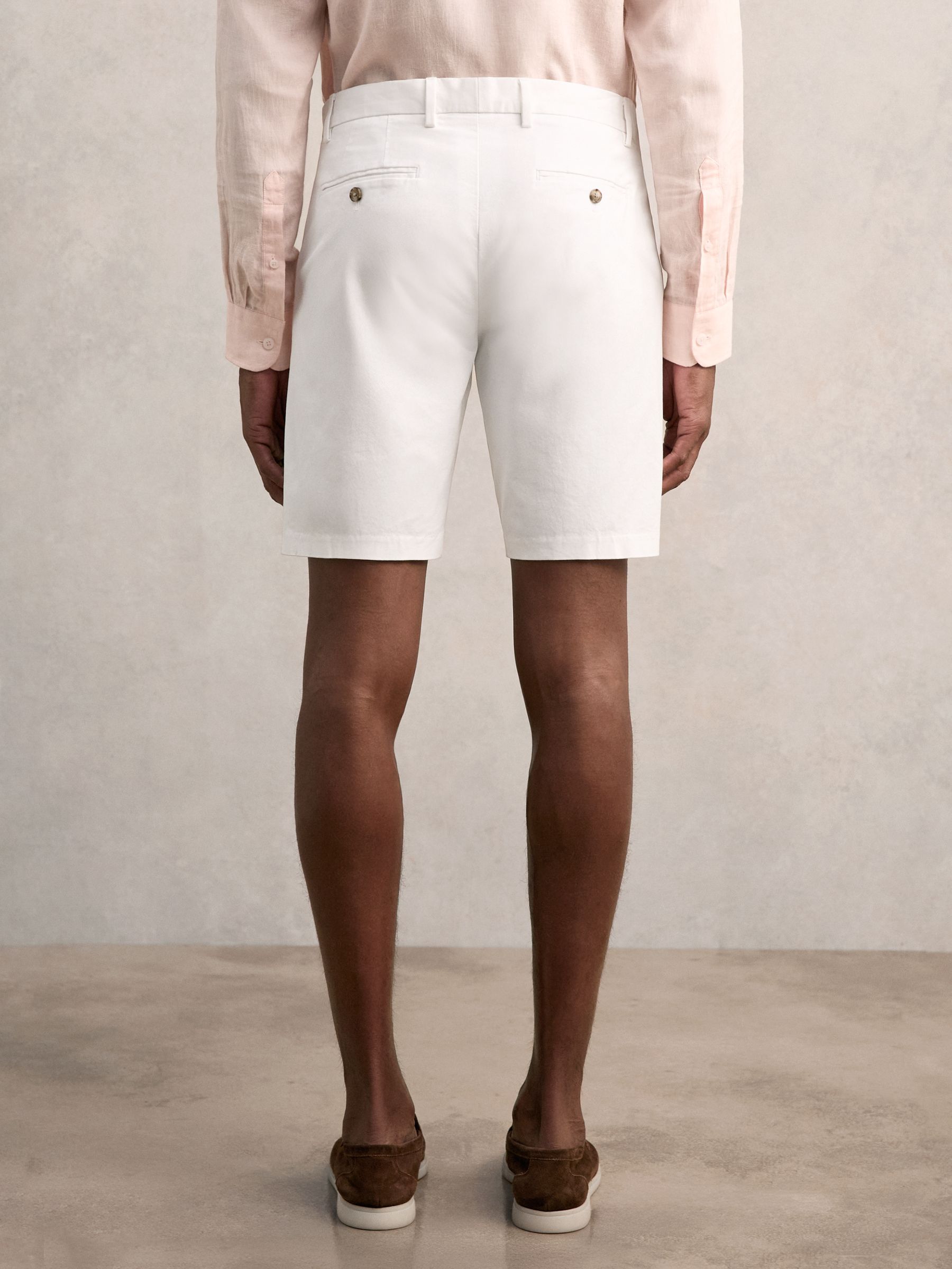 Cotton Chino Shorts with Stretch in White