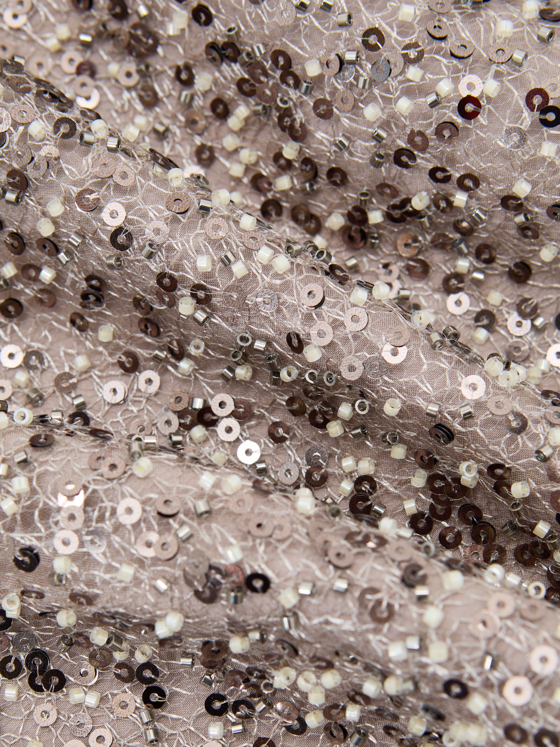 Sequin Maxi Slip Dress in Silver