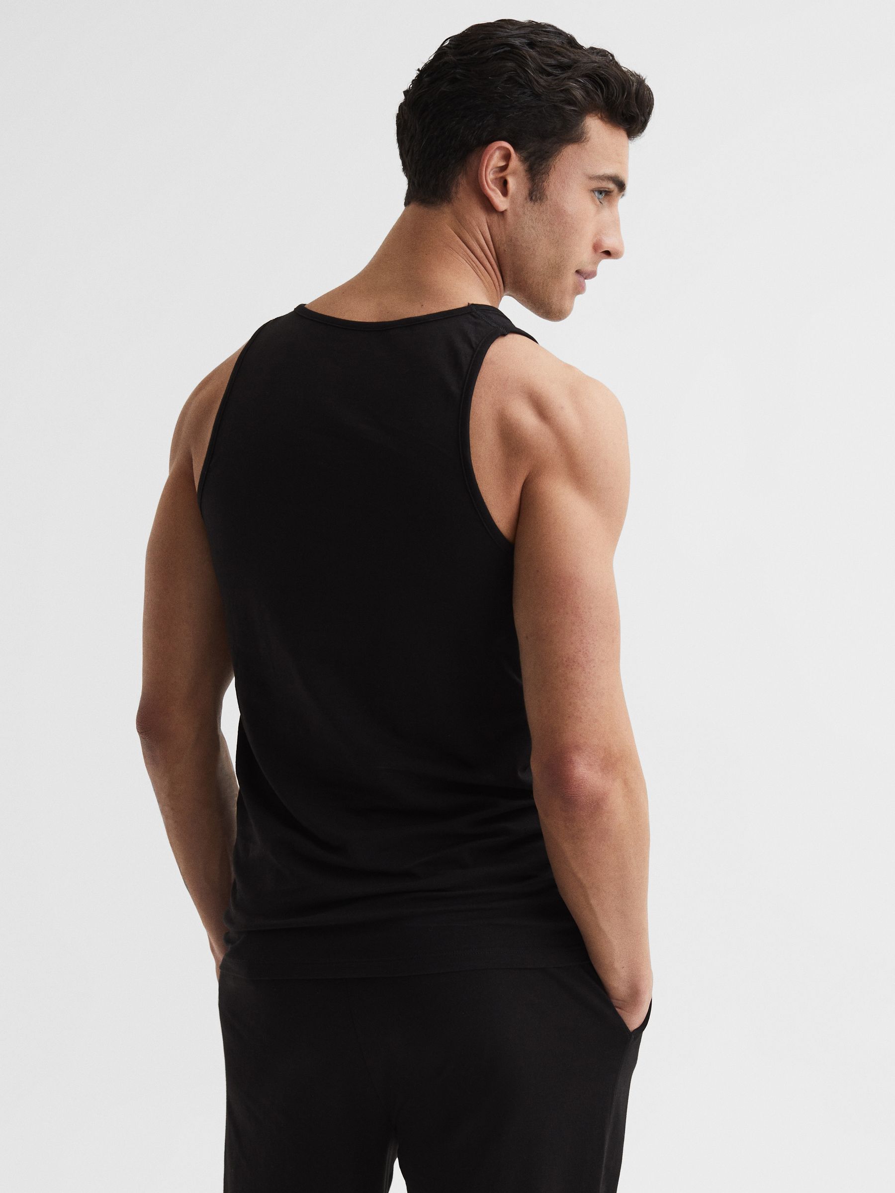 Cotton Stretch Vest in Black