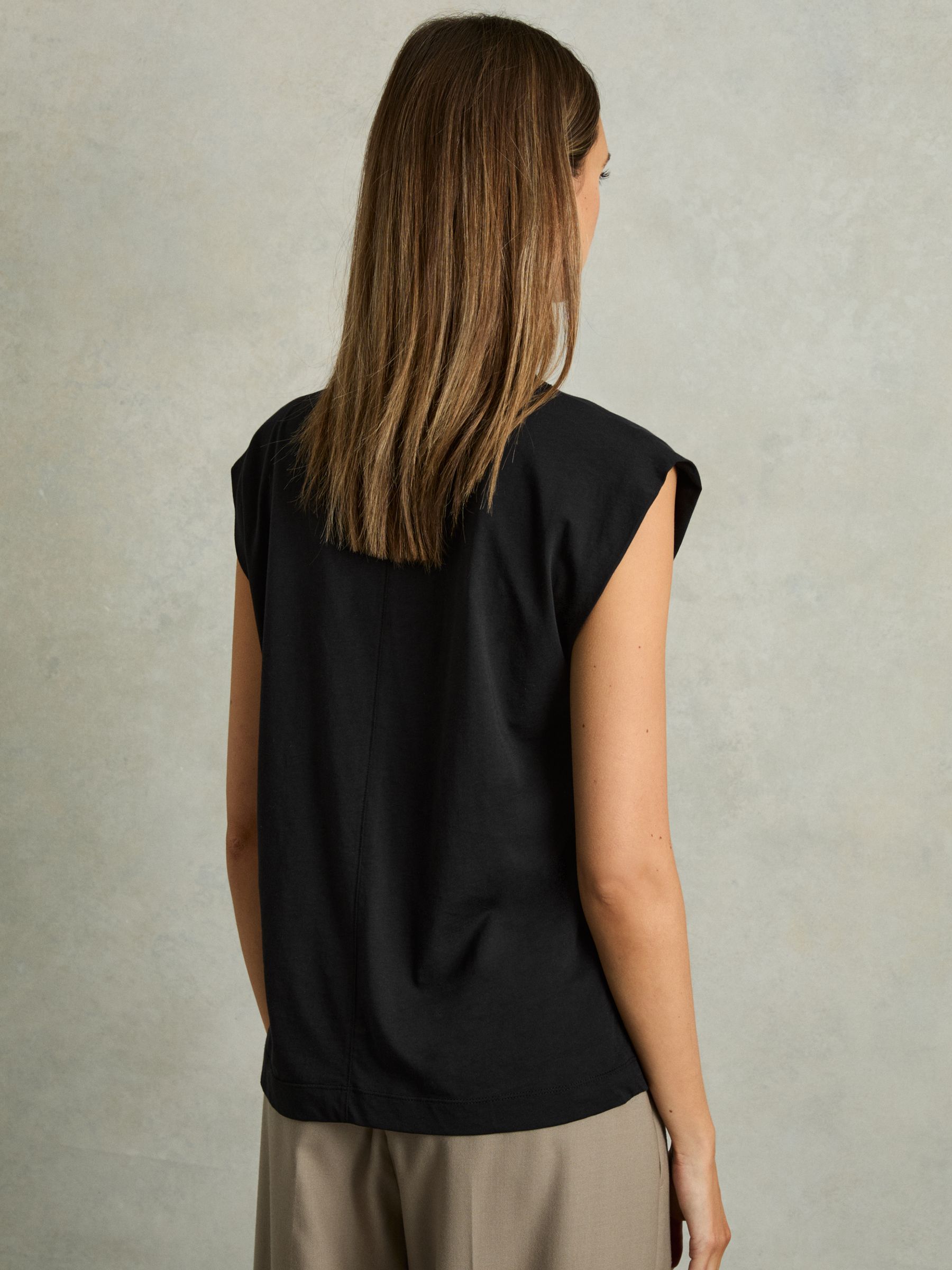 Cotton Capped Sleeve T-Shirt in Black