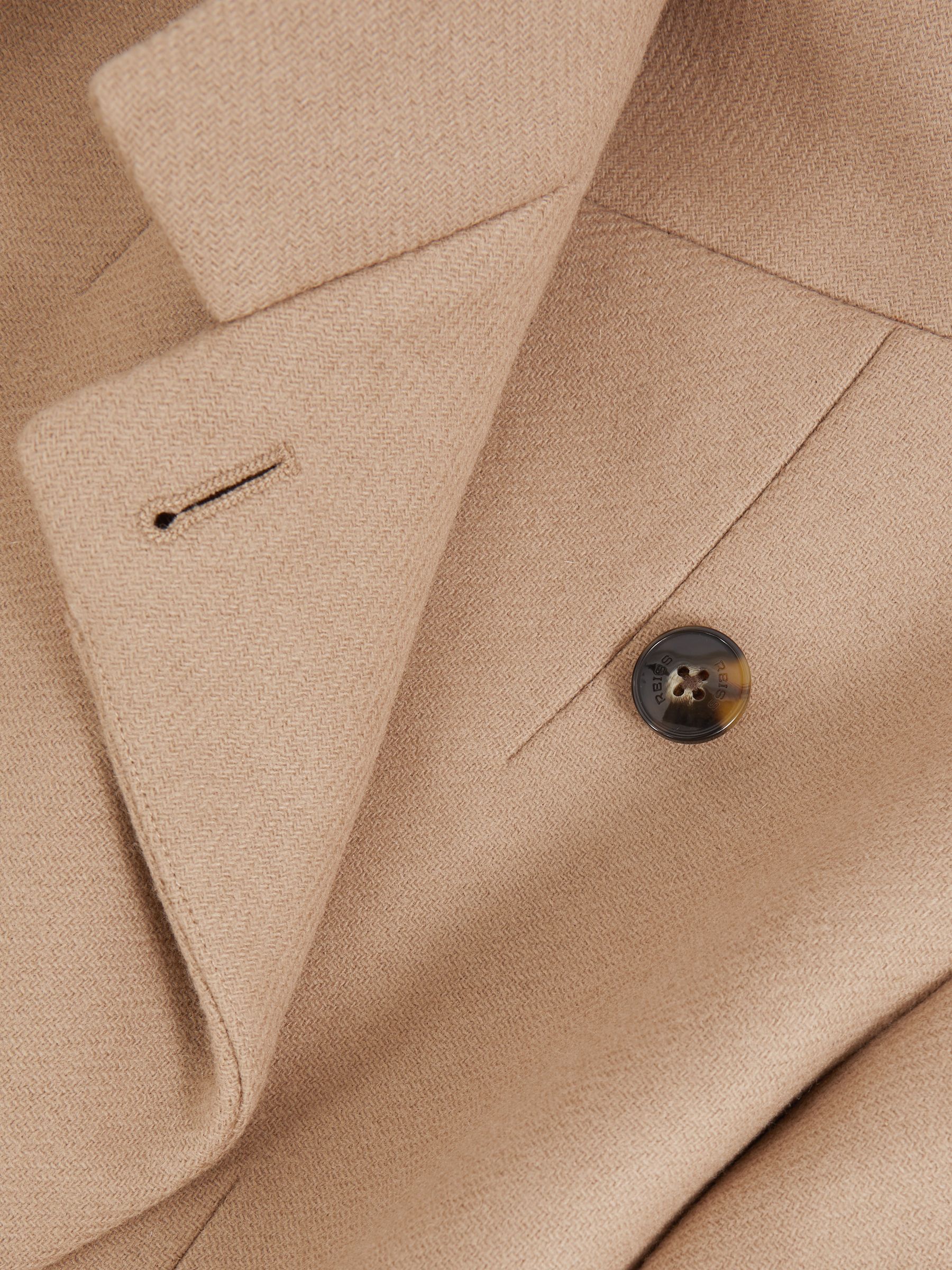 Petite Wool-Blend Wrapover Mid-Length Coat in Camel