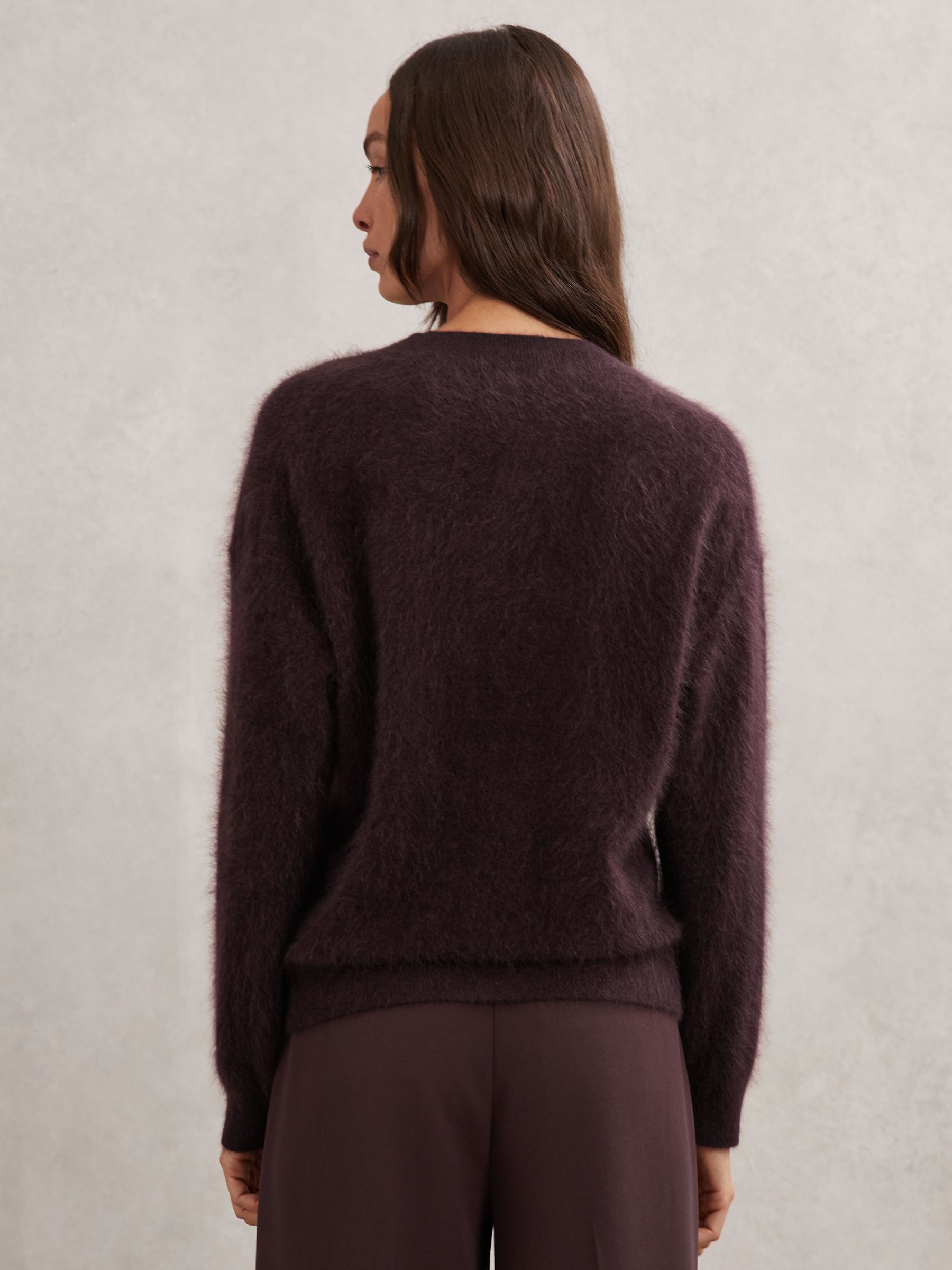 100% Brushed Cashmere Cardigan in Burgundy