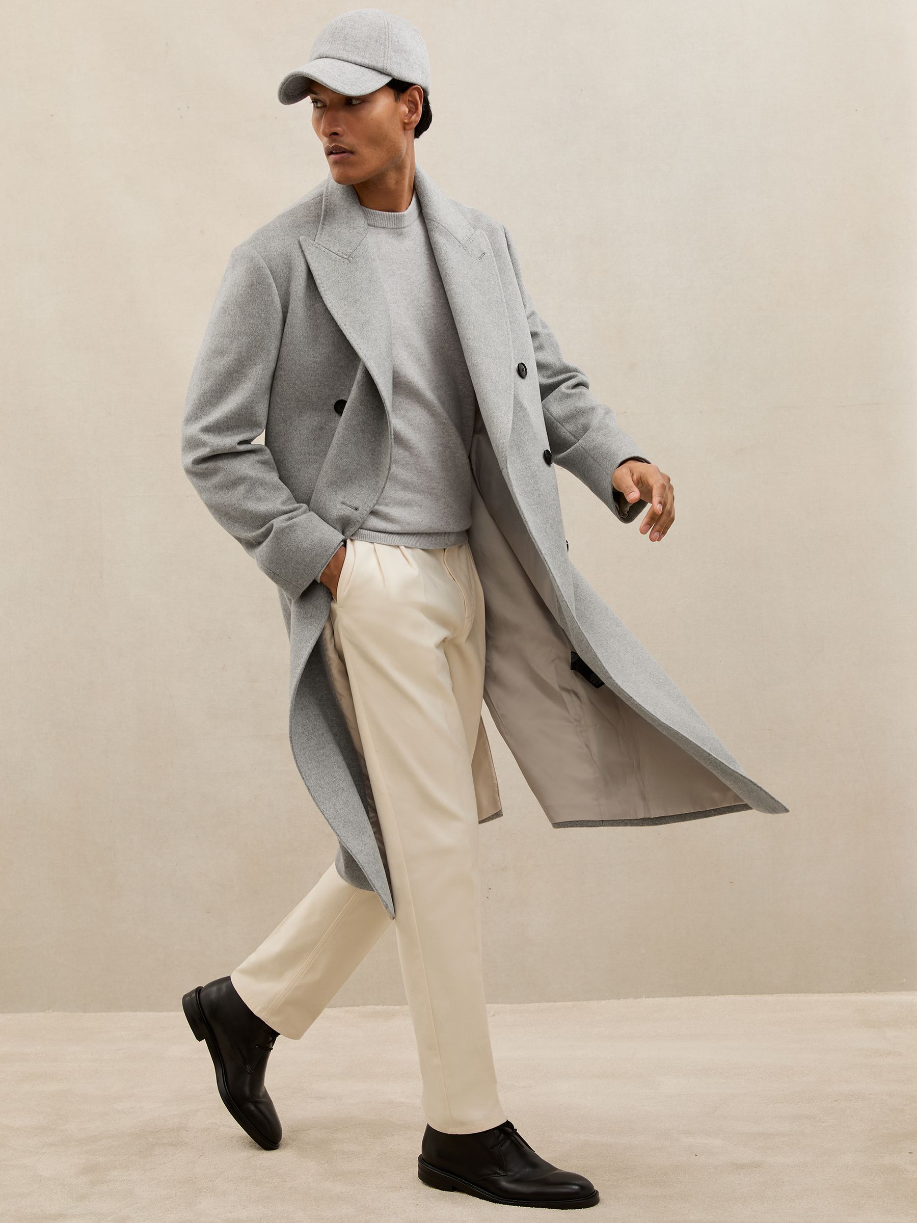 Atelier 100% Cashmere Crew-Neck Jumper in Soft Grey Melange