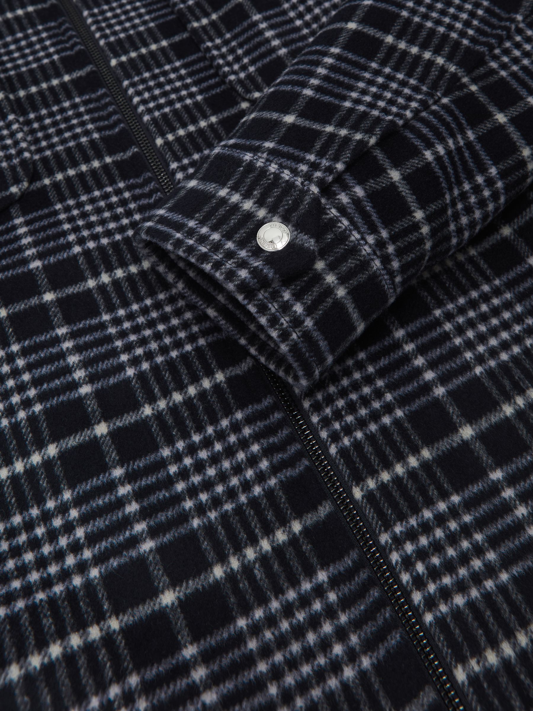 Wool-Blend Check Padded Overshirt in Blue