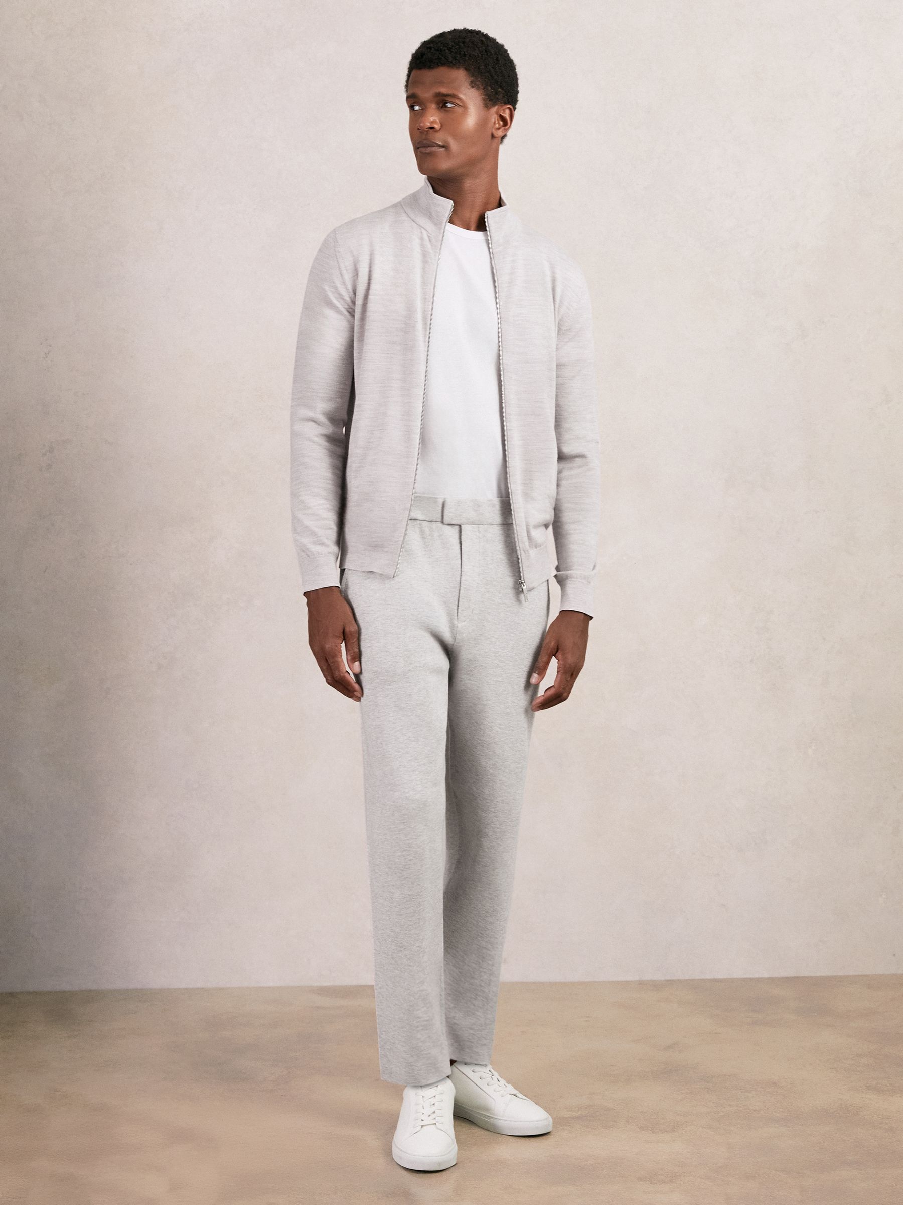 Tapered Fit Knitted Trousers in Navy