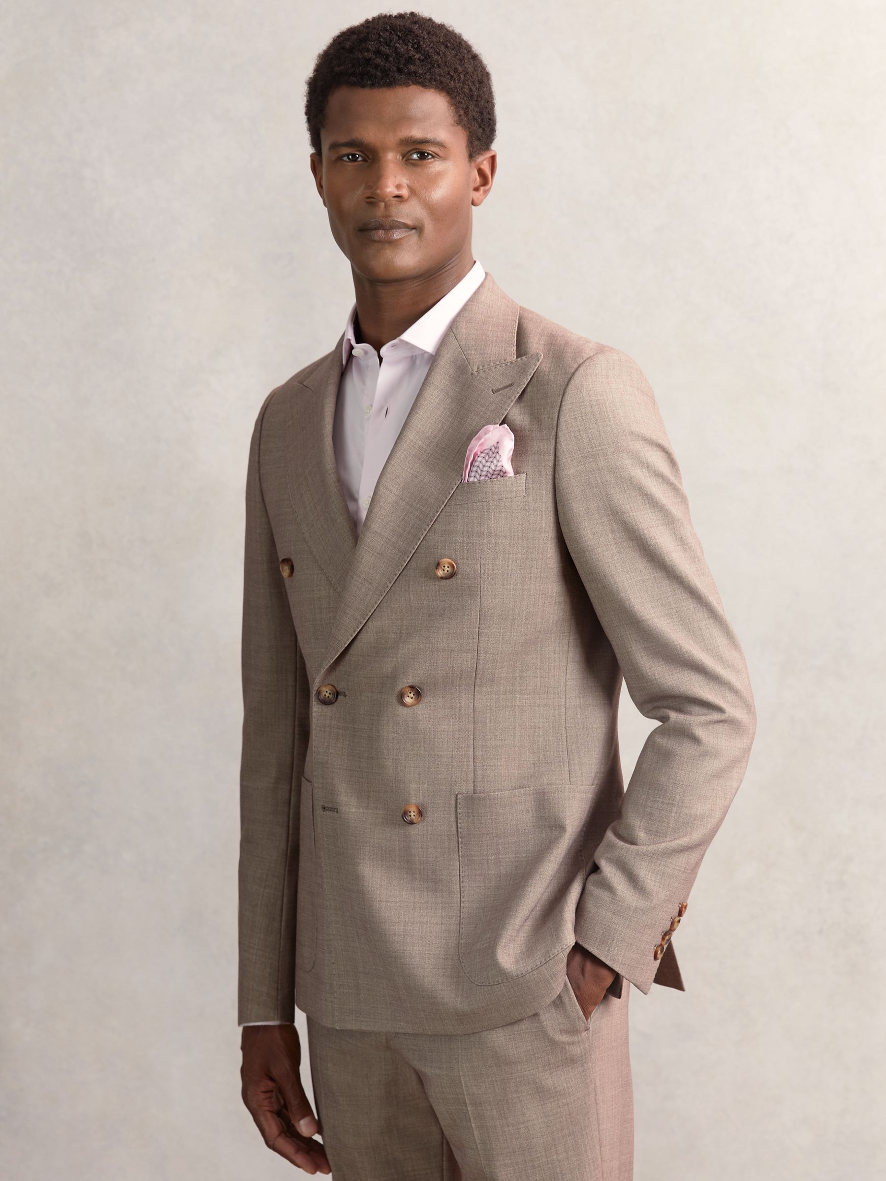 Geo Chain Detail Pocket Square in Soft Pink