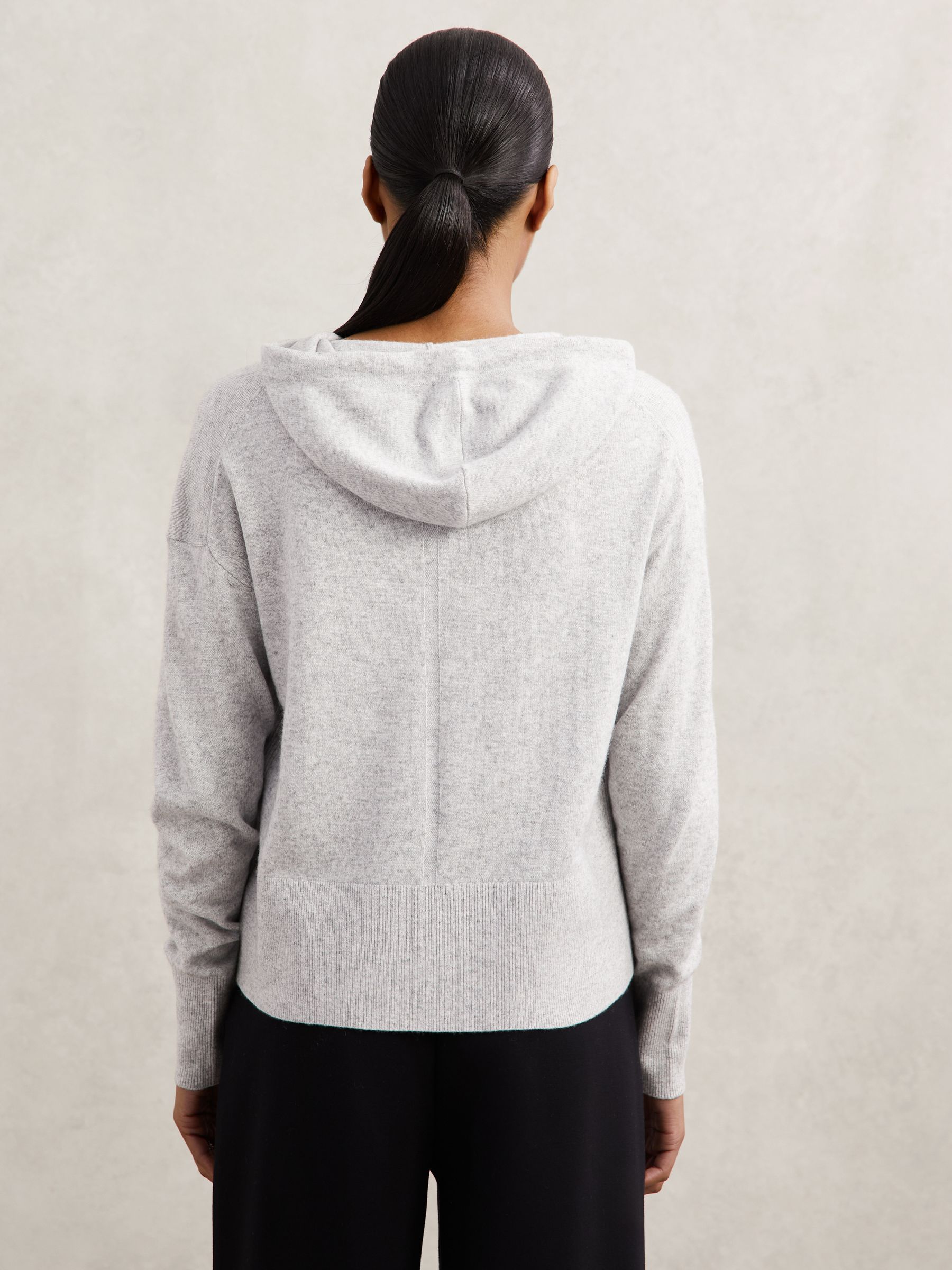 Wool-Blend Button-Through Hoodie with Cashmere in Grey