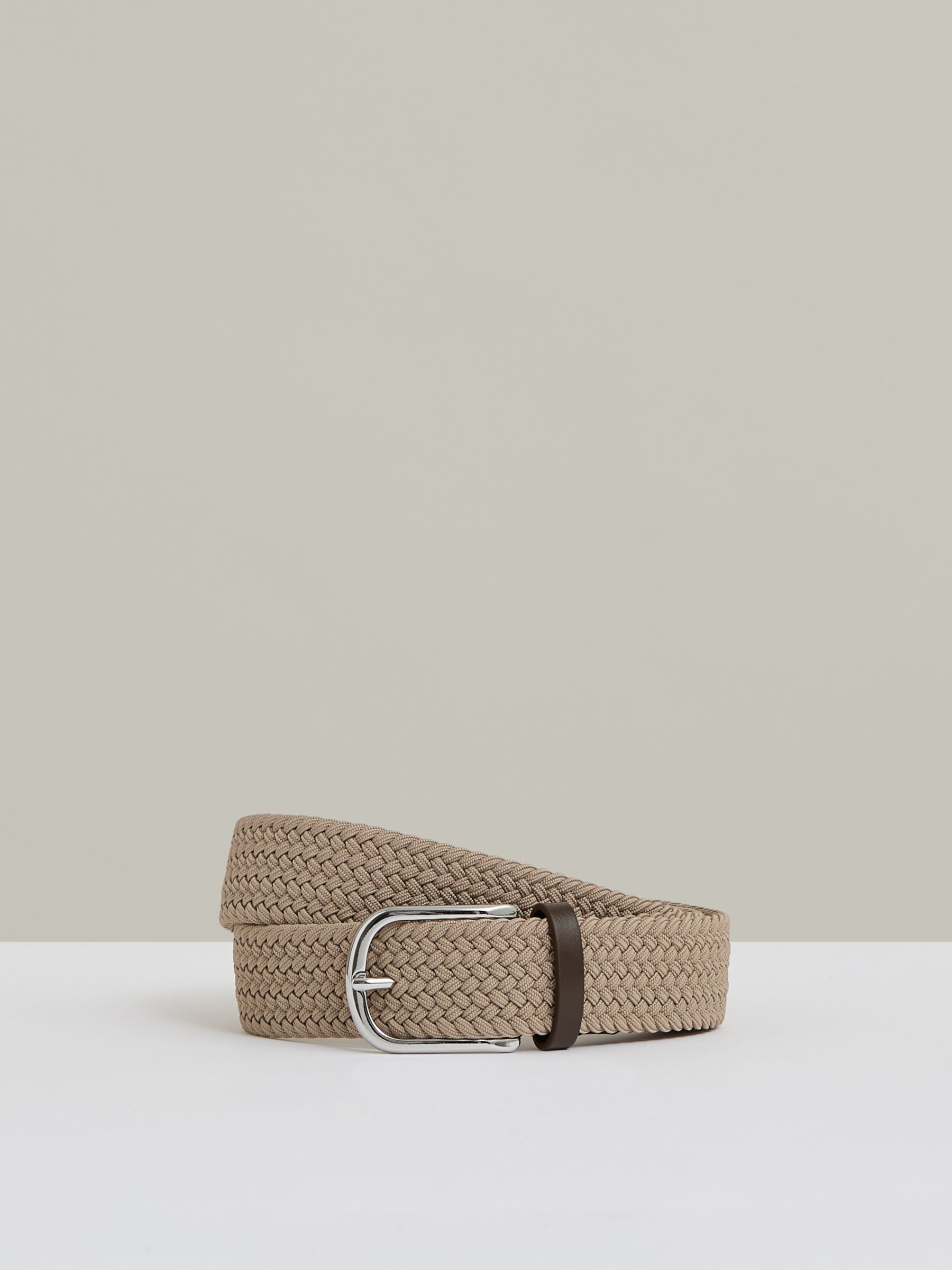 Basket Weave Belt in Stone