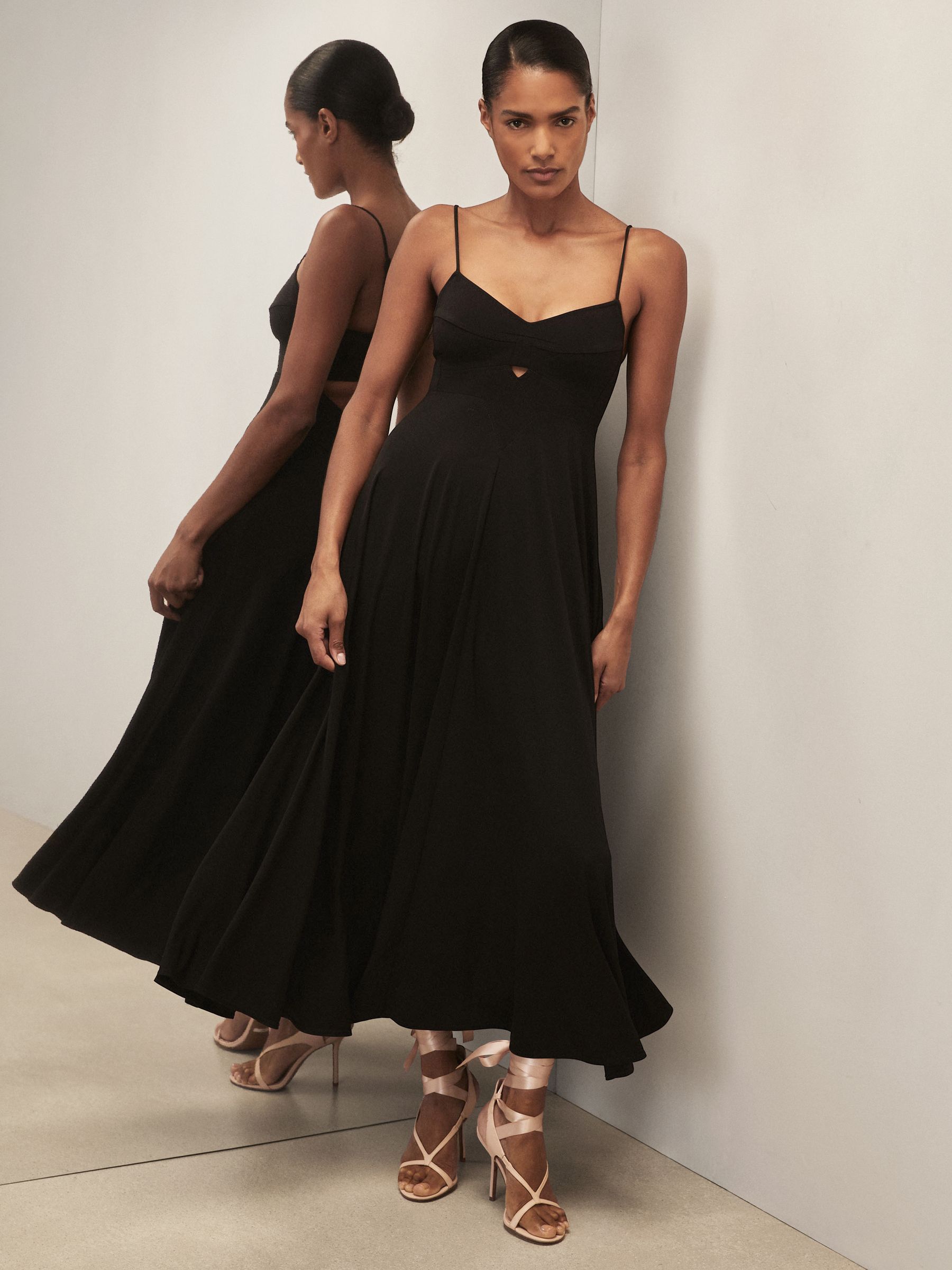 Reiss | Royal Ballet Bustier Midi Dress in Black