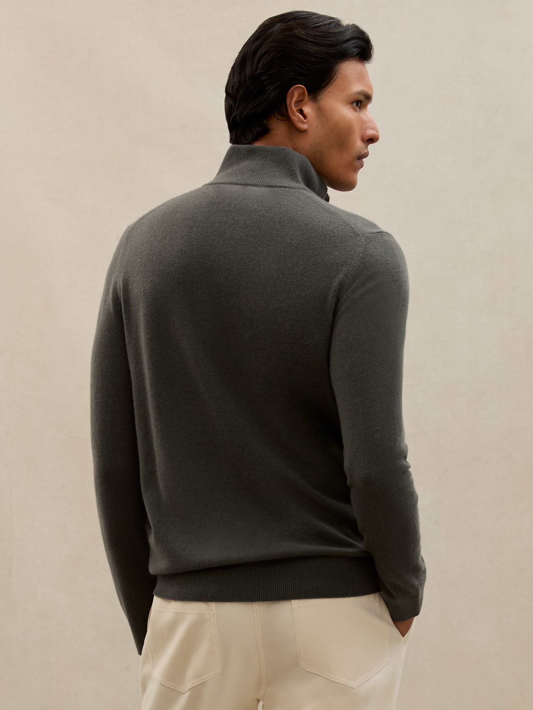 Atelier 100% Cashmere Half-Zip Jumper in Fern Green