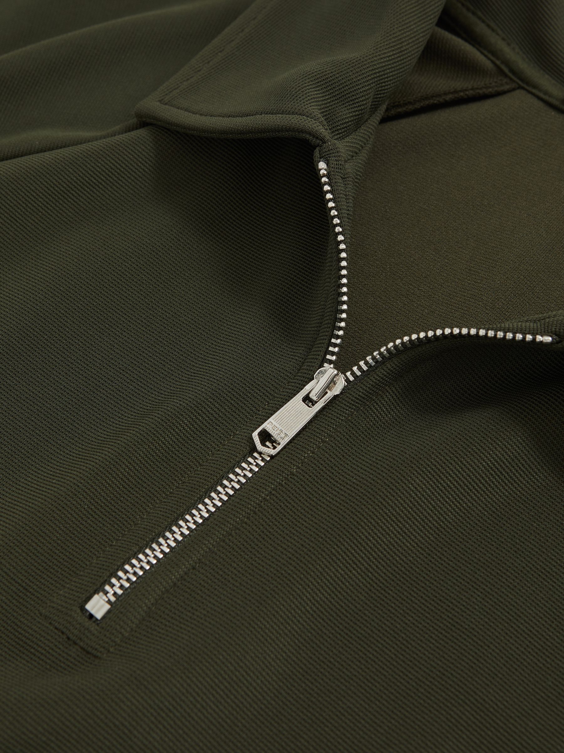 Textured Raglan Half-Zip Polo Shirt in Green