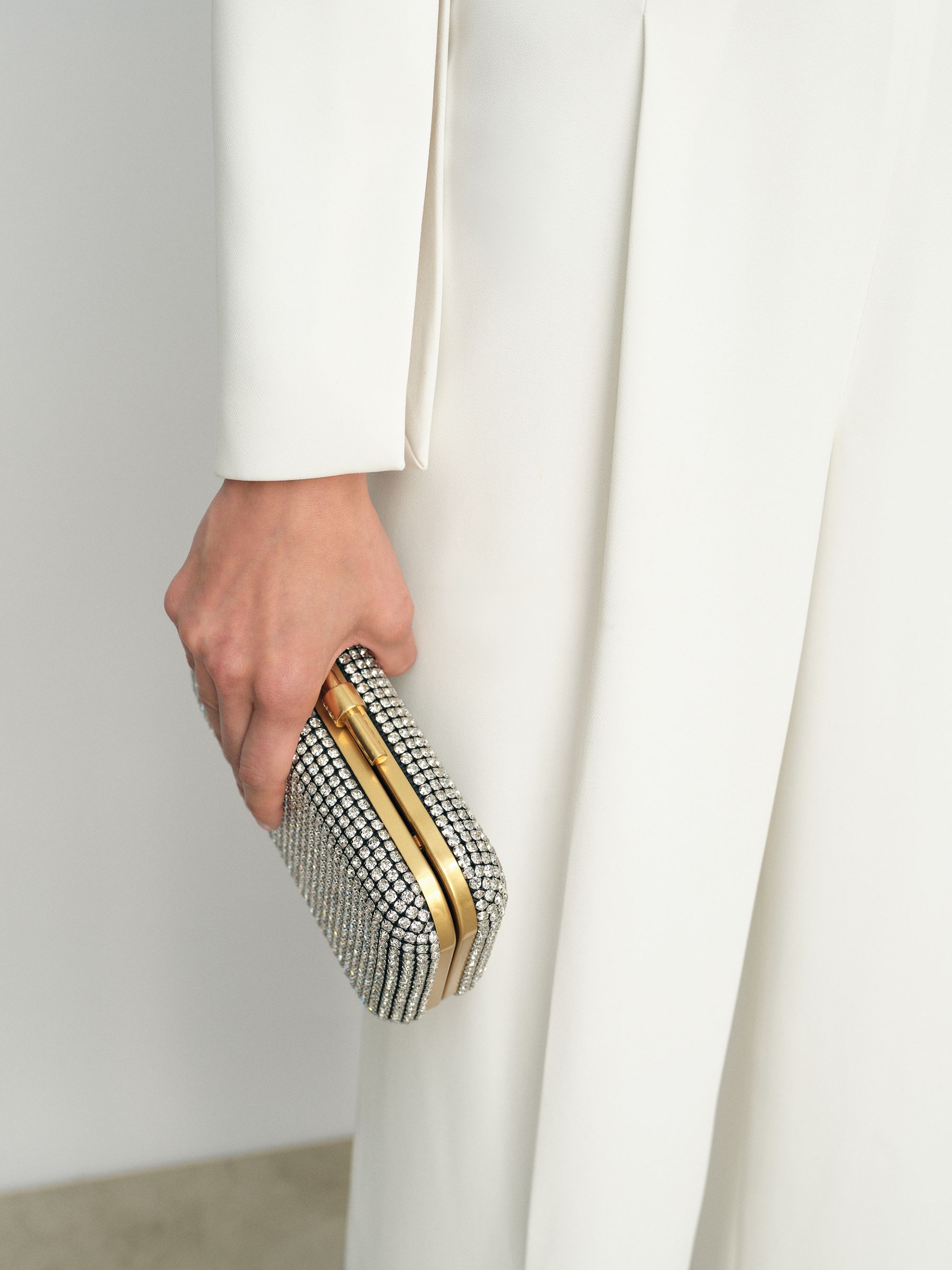 Plunge-Neck Split-Sleeve Jumpsuit in Ivory