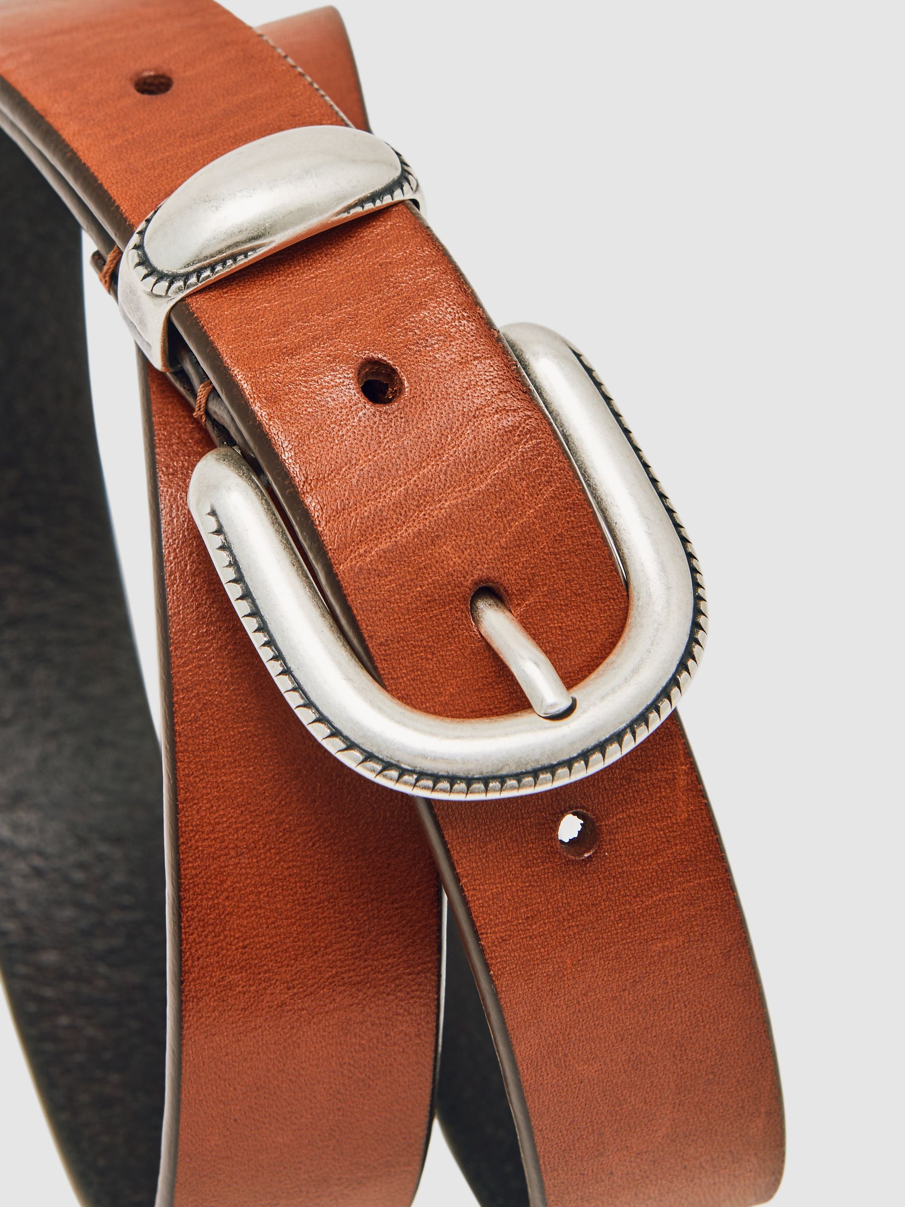 Leather Western Belt in Tan Brown