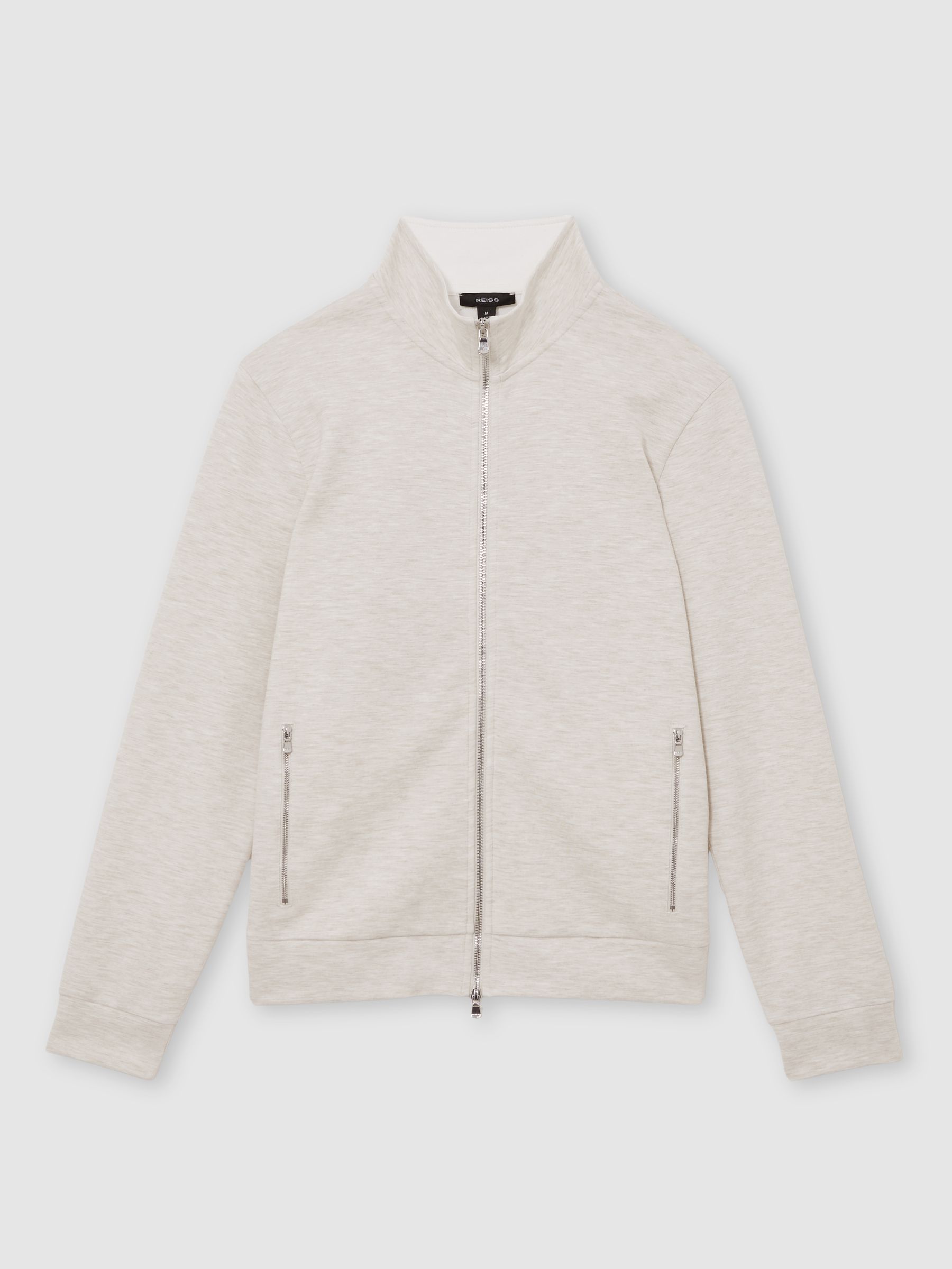 Double-Faced Jersey Zip Sweatshirt in Oatmeal