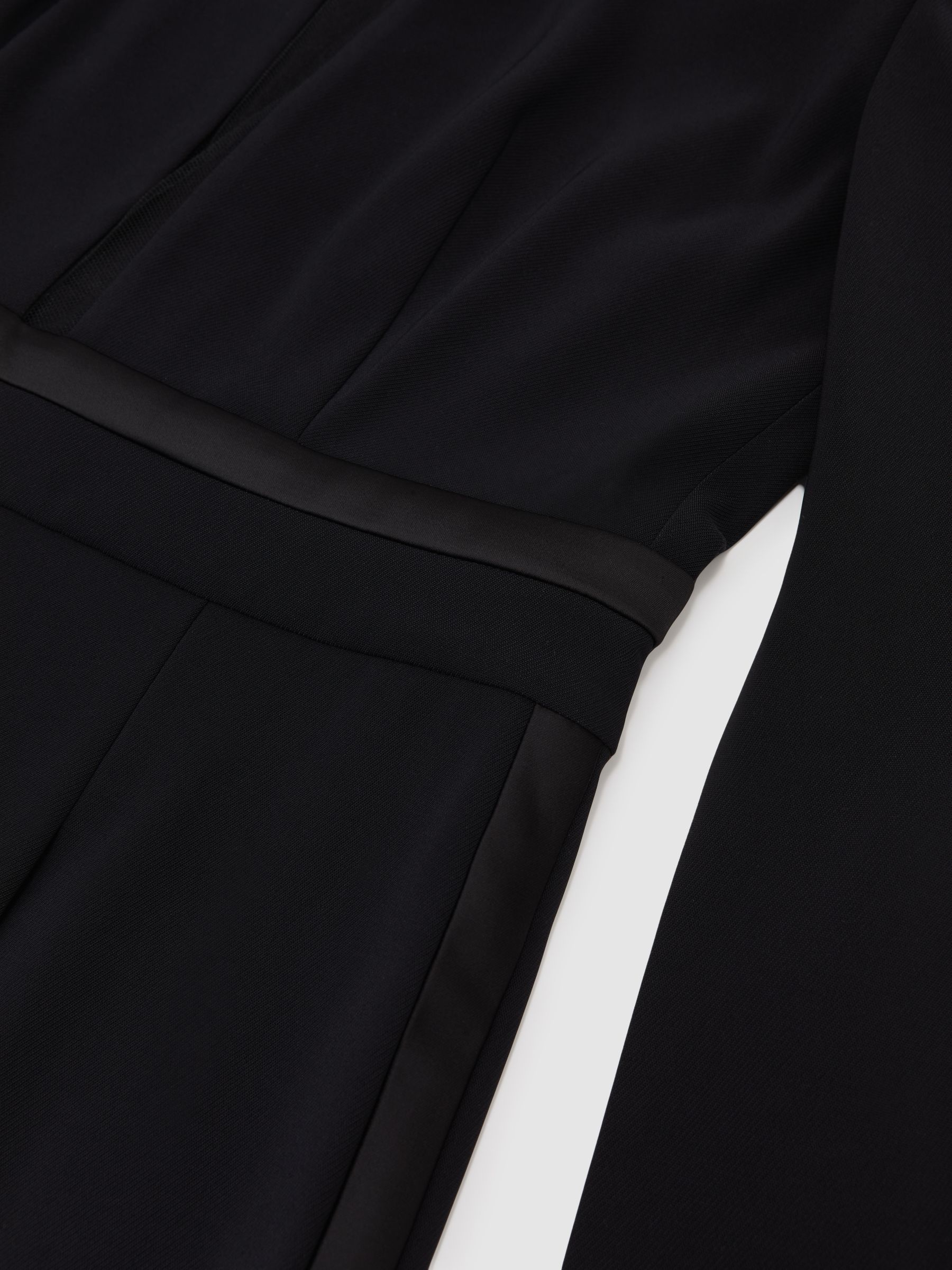 Plunge-Neck Split-Sleeve Jumpsuit in Black