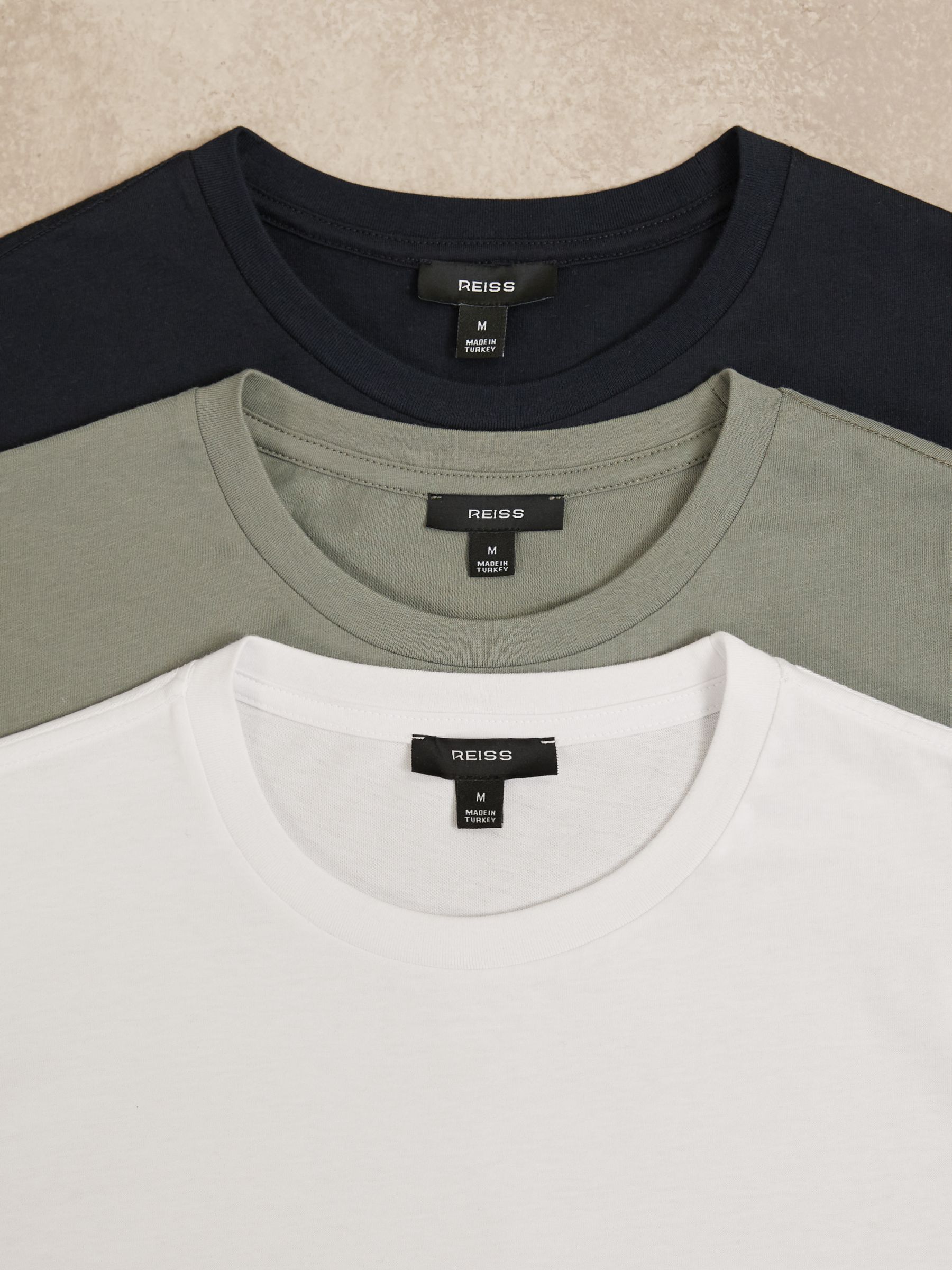 T-Shirts 3 Pack in White/Navy/Dark Sage Green