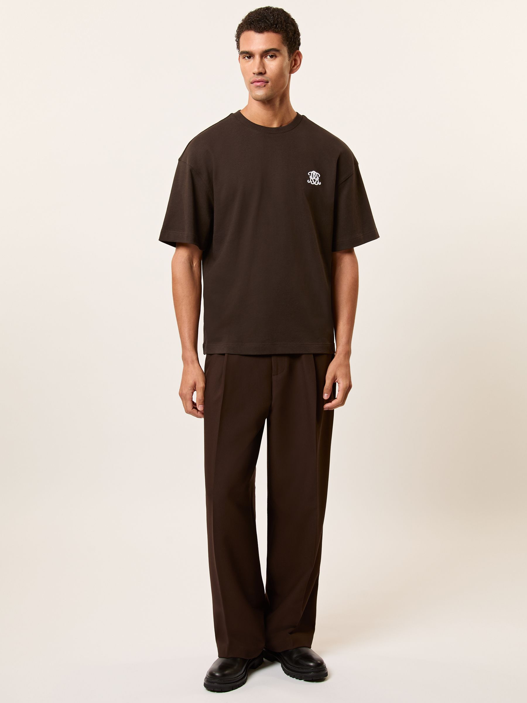Monogram Cotton Oversized T-Shirt in Brown