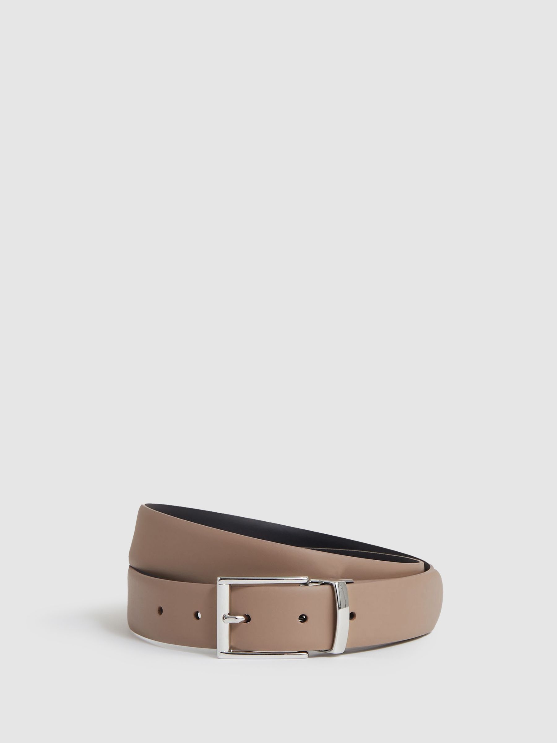 Reversible Leather Belt in Dark Stone/Navy