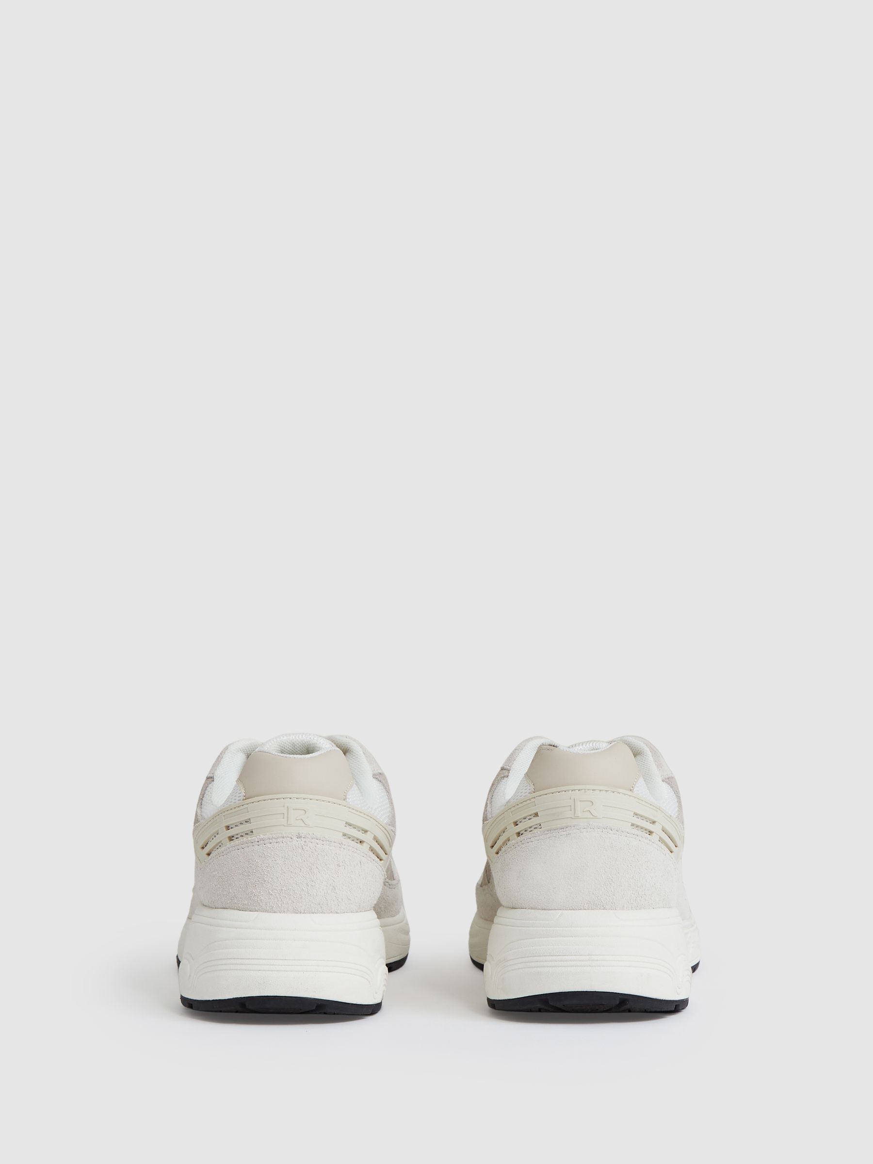 Panelled Running Trainers in Off White/Stone