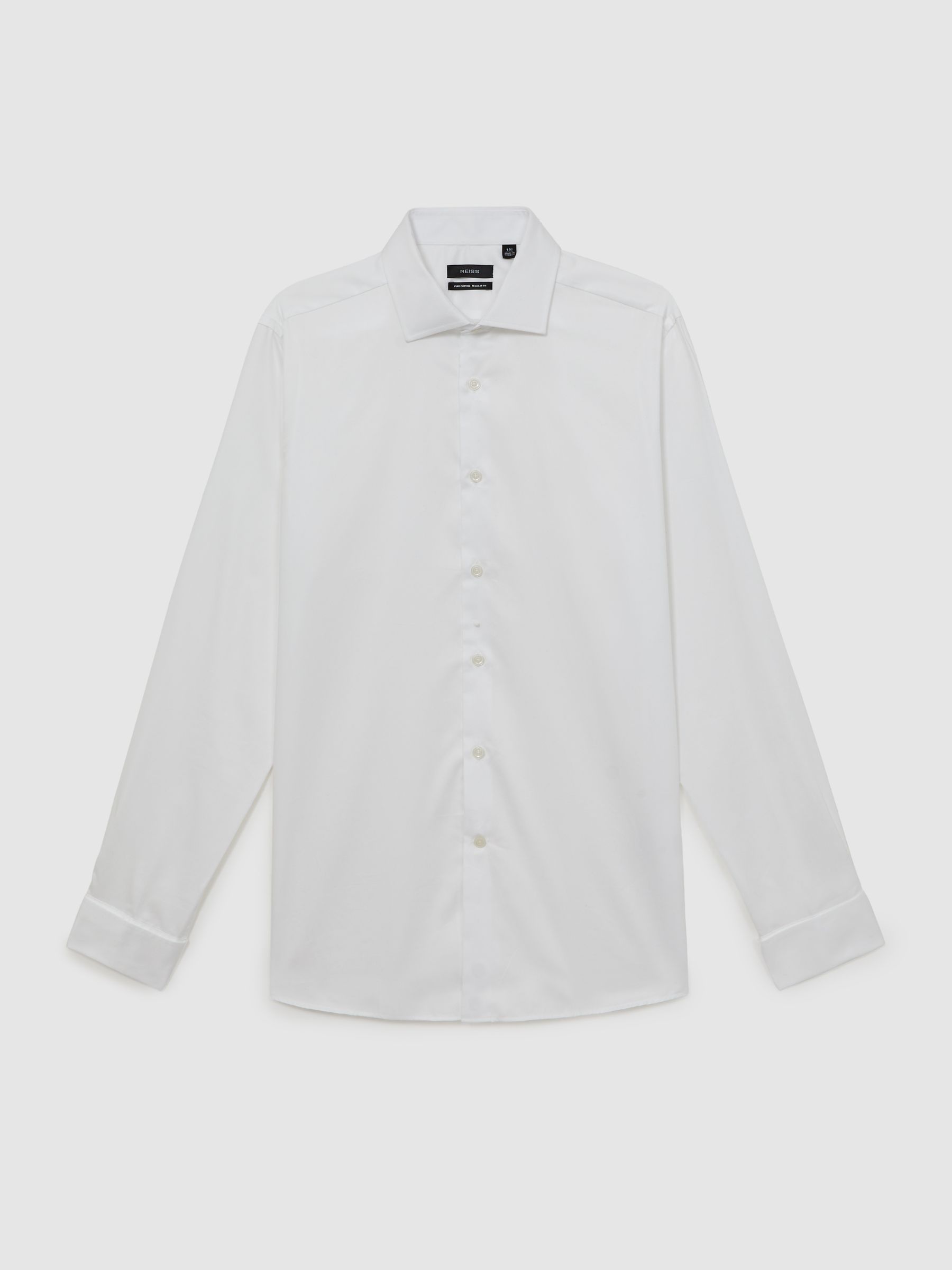 Regular Fit Cotton-Sateen Shirt in White