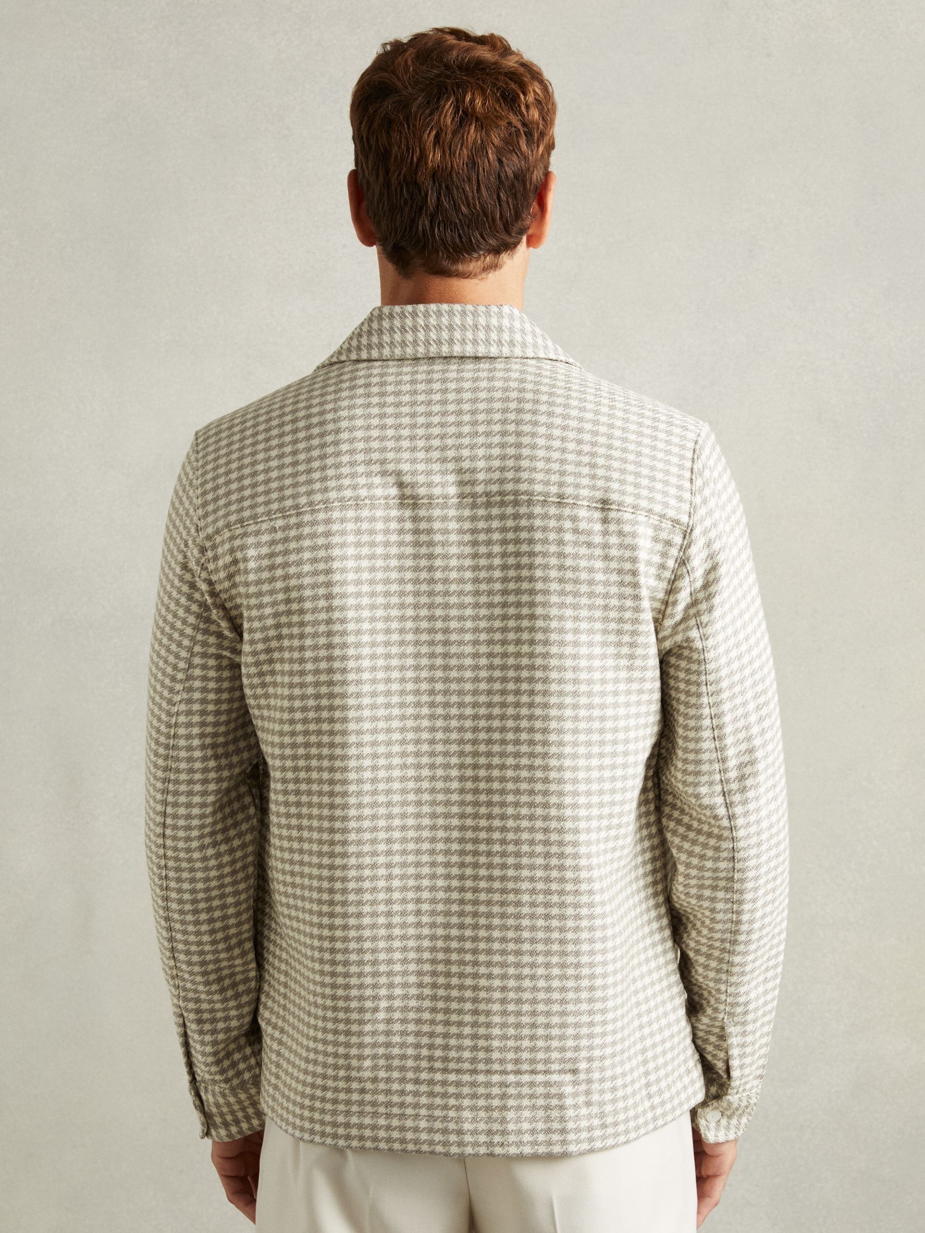 Dogtooth Twill Overshirt in Grey/White