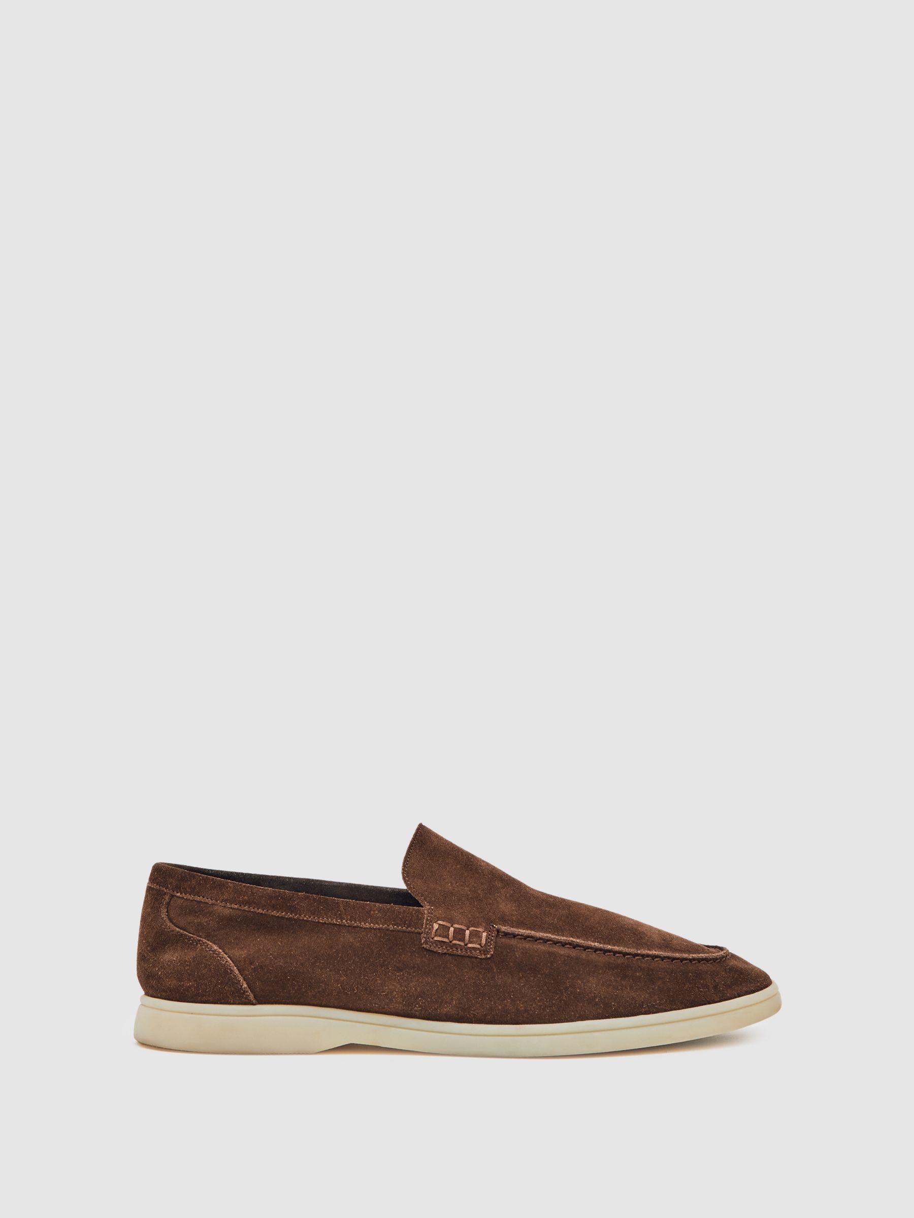 Suede Slip-On Loafers in Chocolate Brown