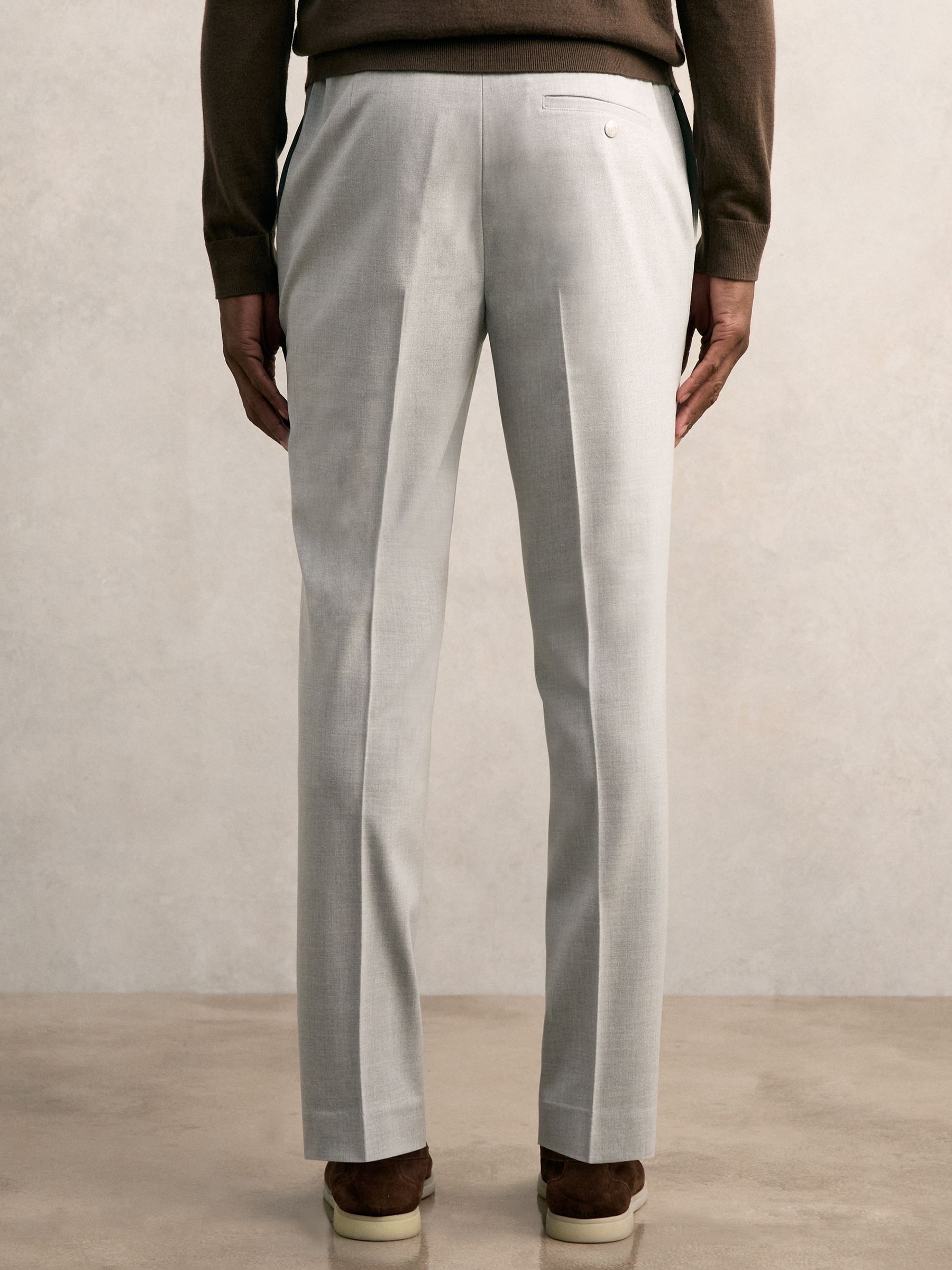 Stretch Slim Fit Drawstring Trousers in Grey