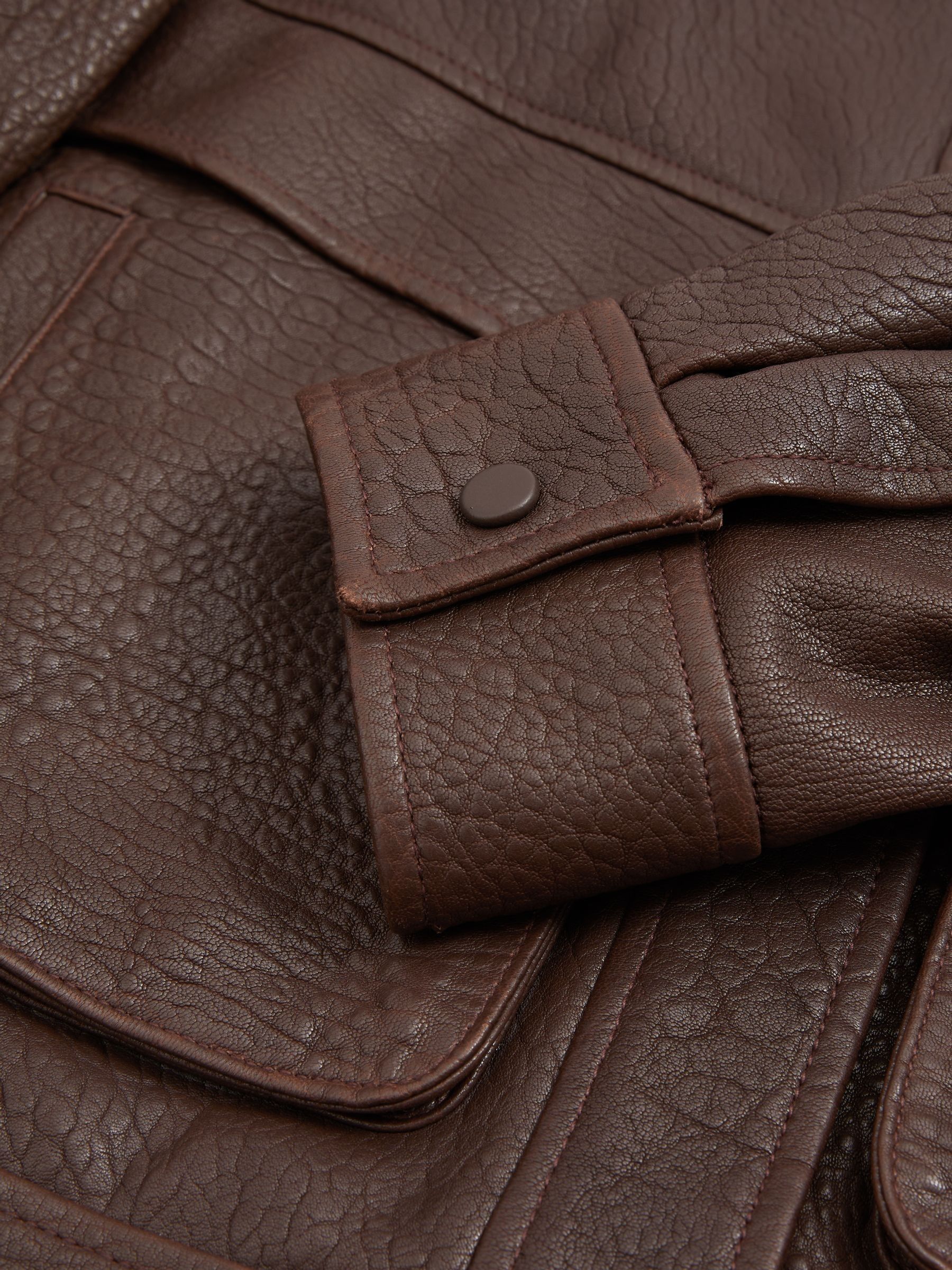 Atelier Grained Leather Jacket in Chocolate