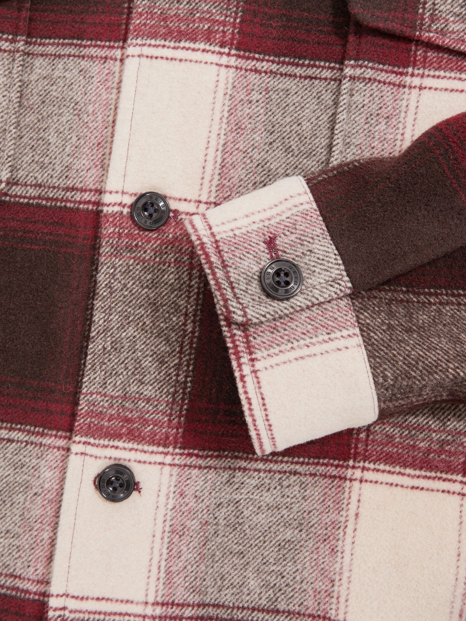 Wool-Blend Check Overshirt in Bordeaux