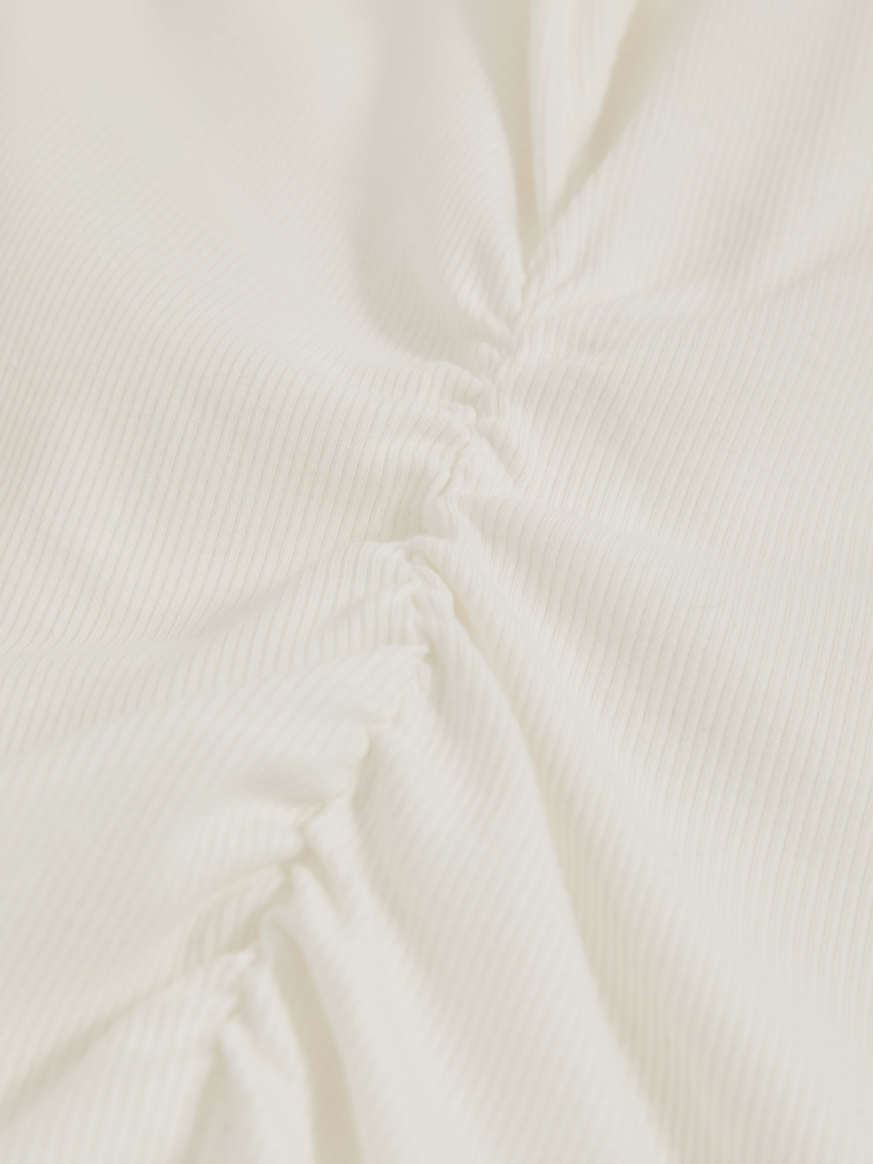 Stretch-Cotton Ruched Ribbed T-Shirt in White