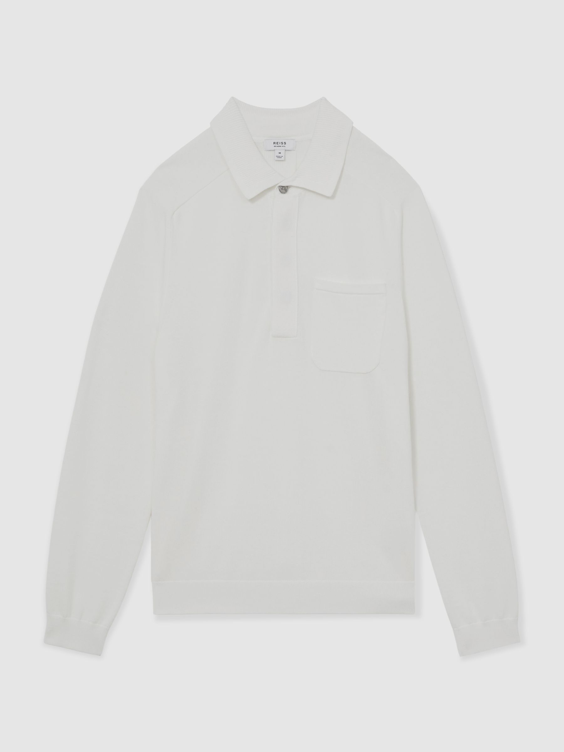 Cotton Concealed-Placket Polo Shirt in White