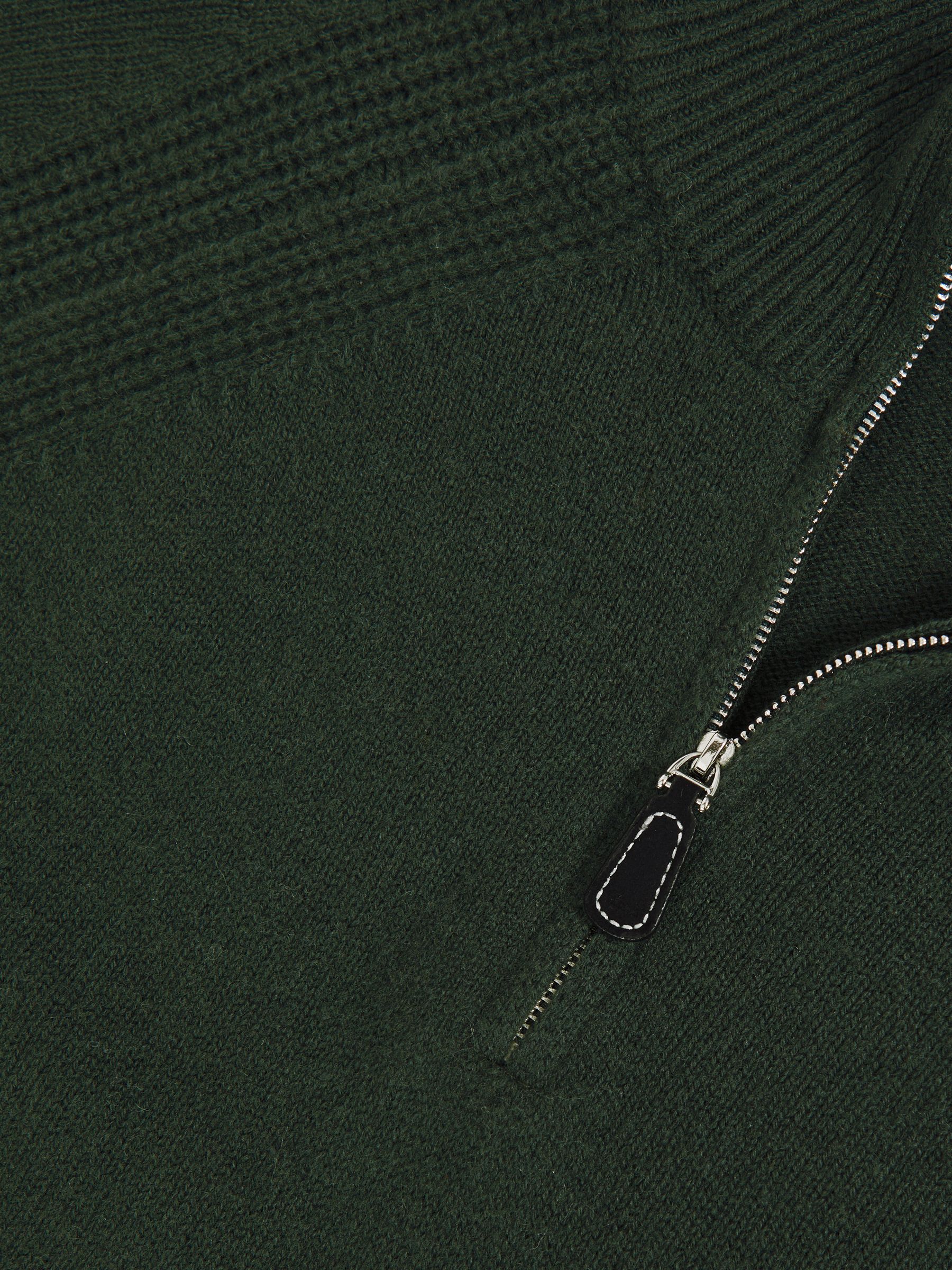 Wool And Cashmere Half-Zip Jumper in Forest Green