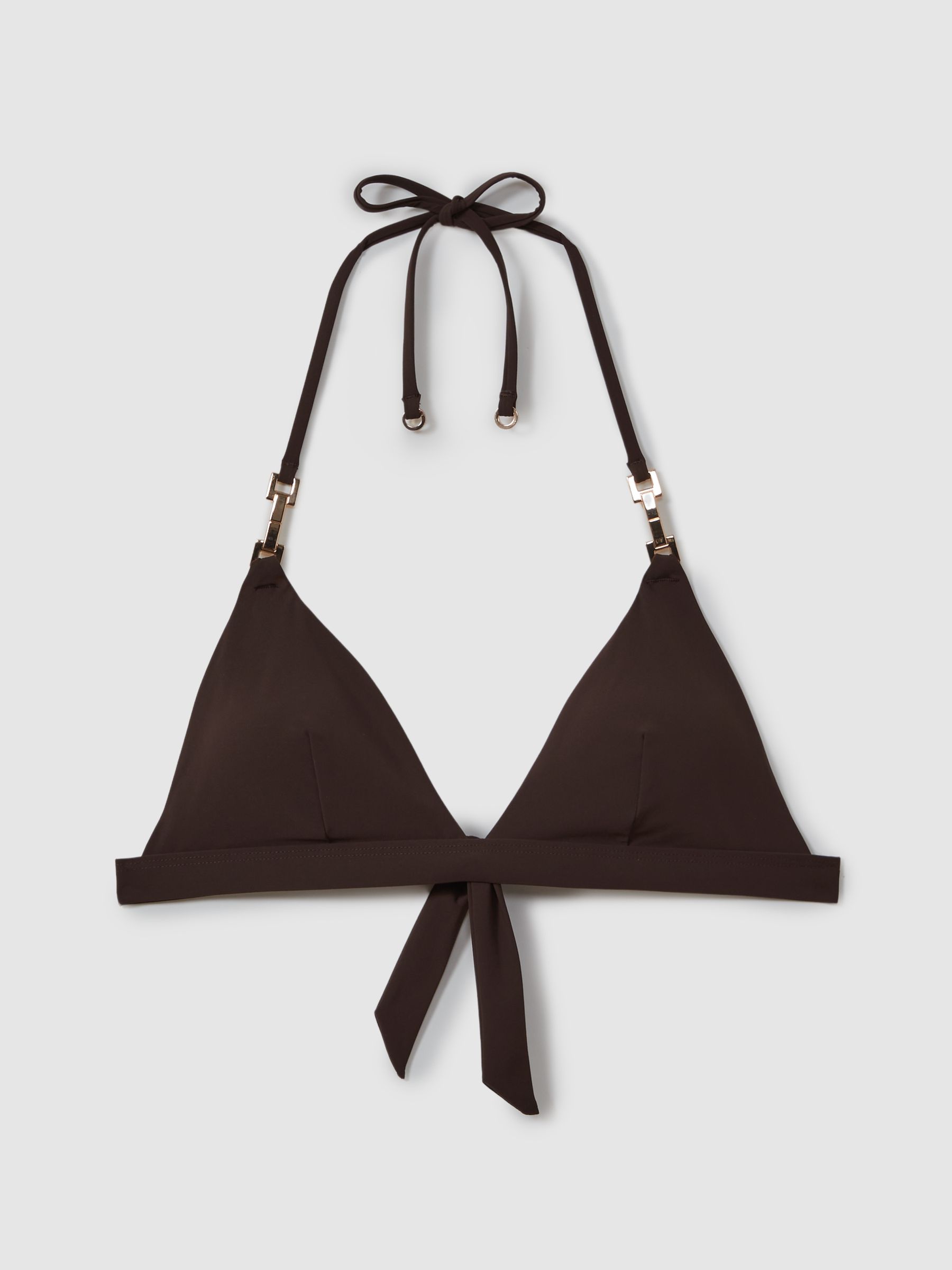 Triangle Halter Neck Bikini Top in Chocolate